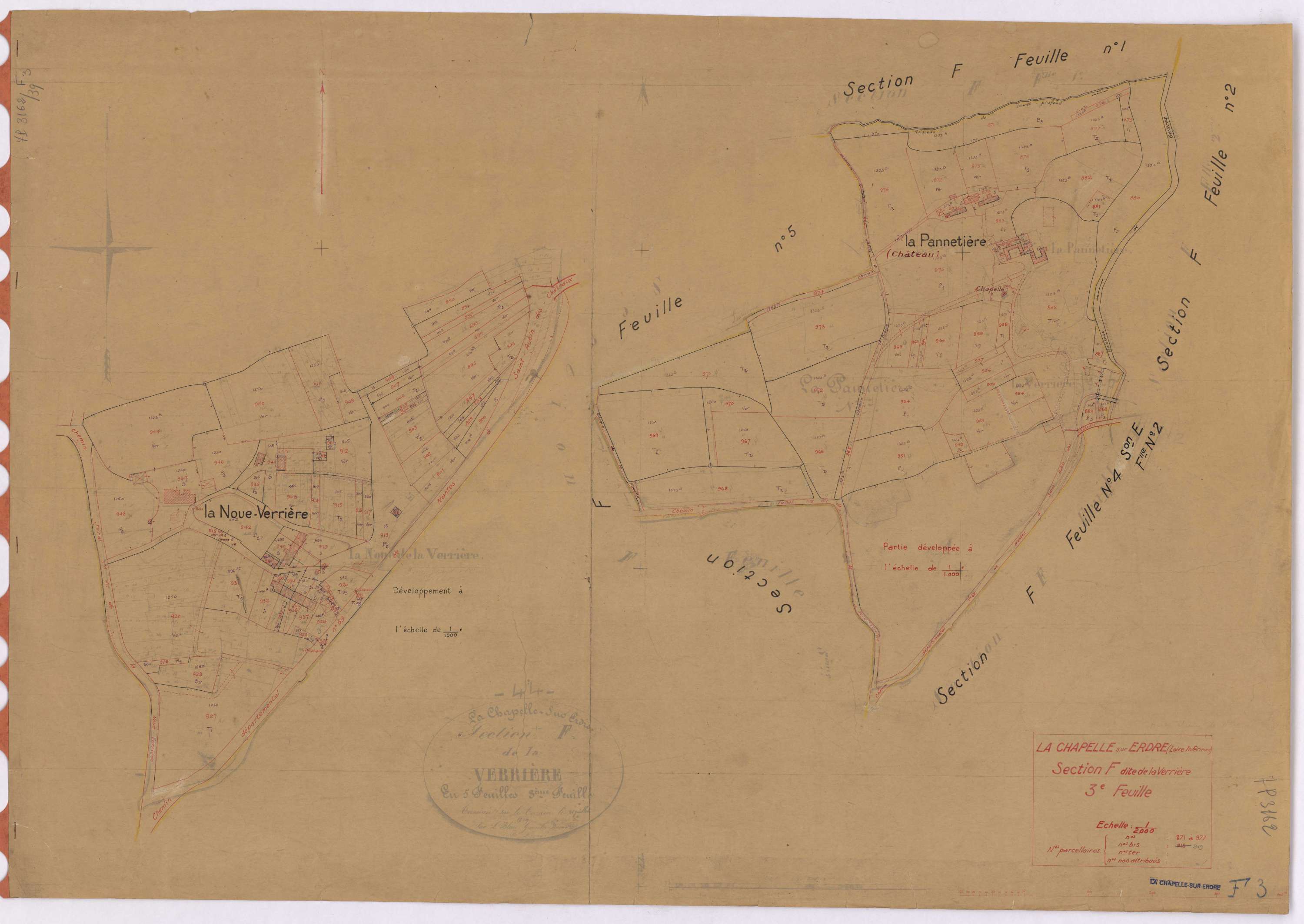 La Chapelle-sur-Erdre - Section F3 Verrière (section de La) ; 871-977