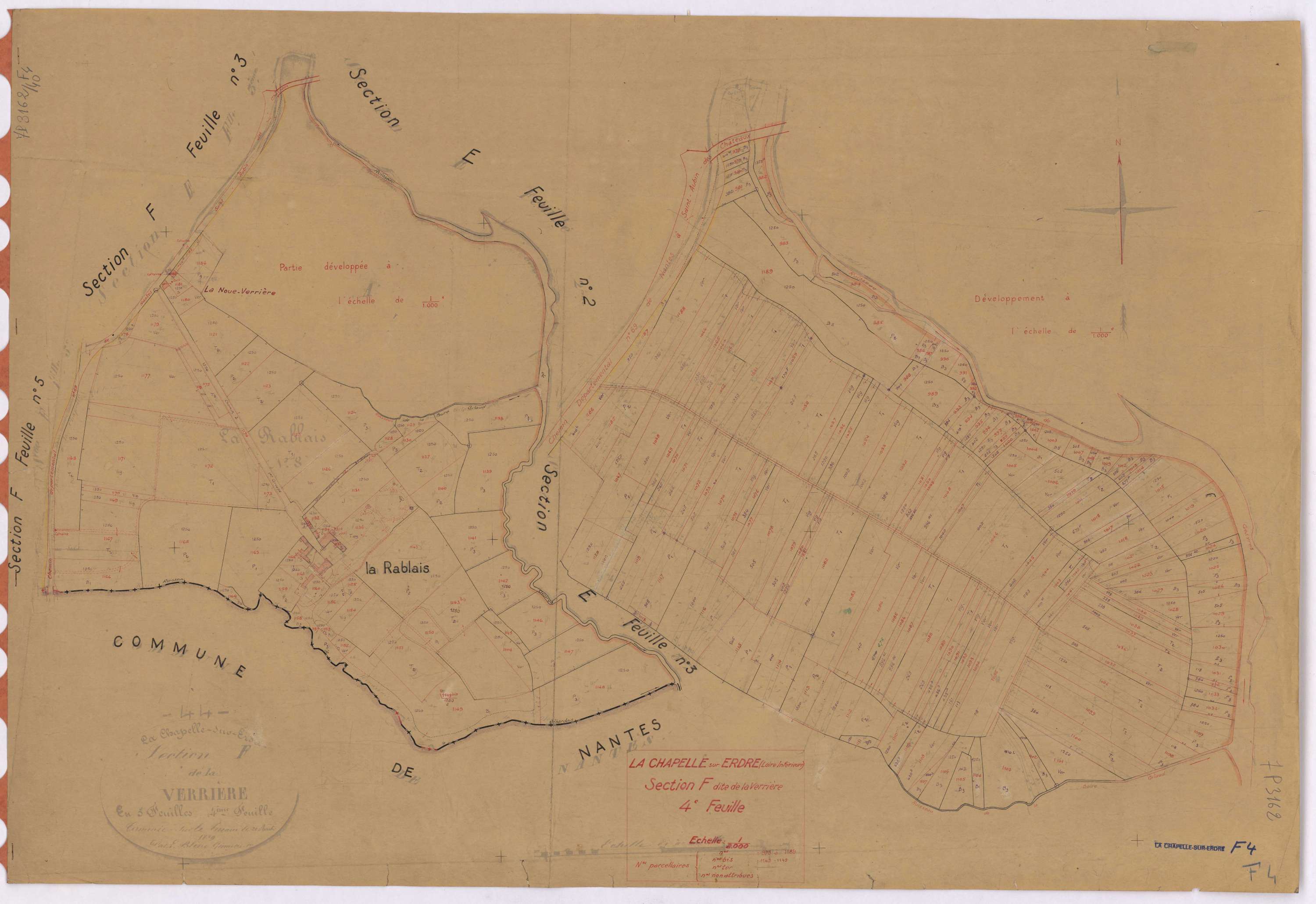 La Chapelle-sur-Erdre - Section F4 Verrière (section de La) ; 978-1189