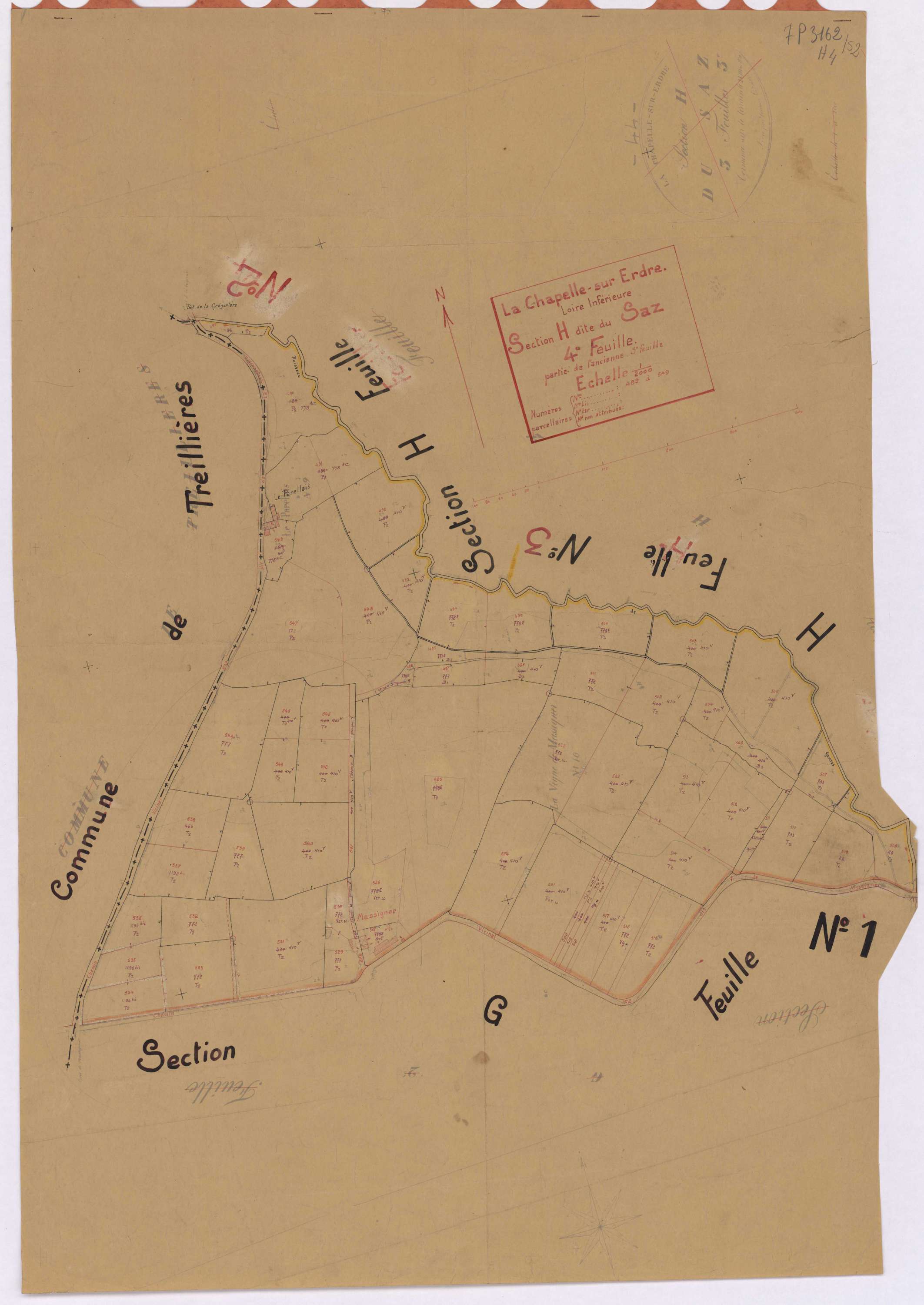 La Chapelle-sur-Erdre - Section H4 Saz (section du) ; 489-549