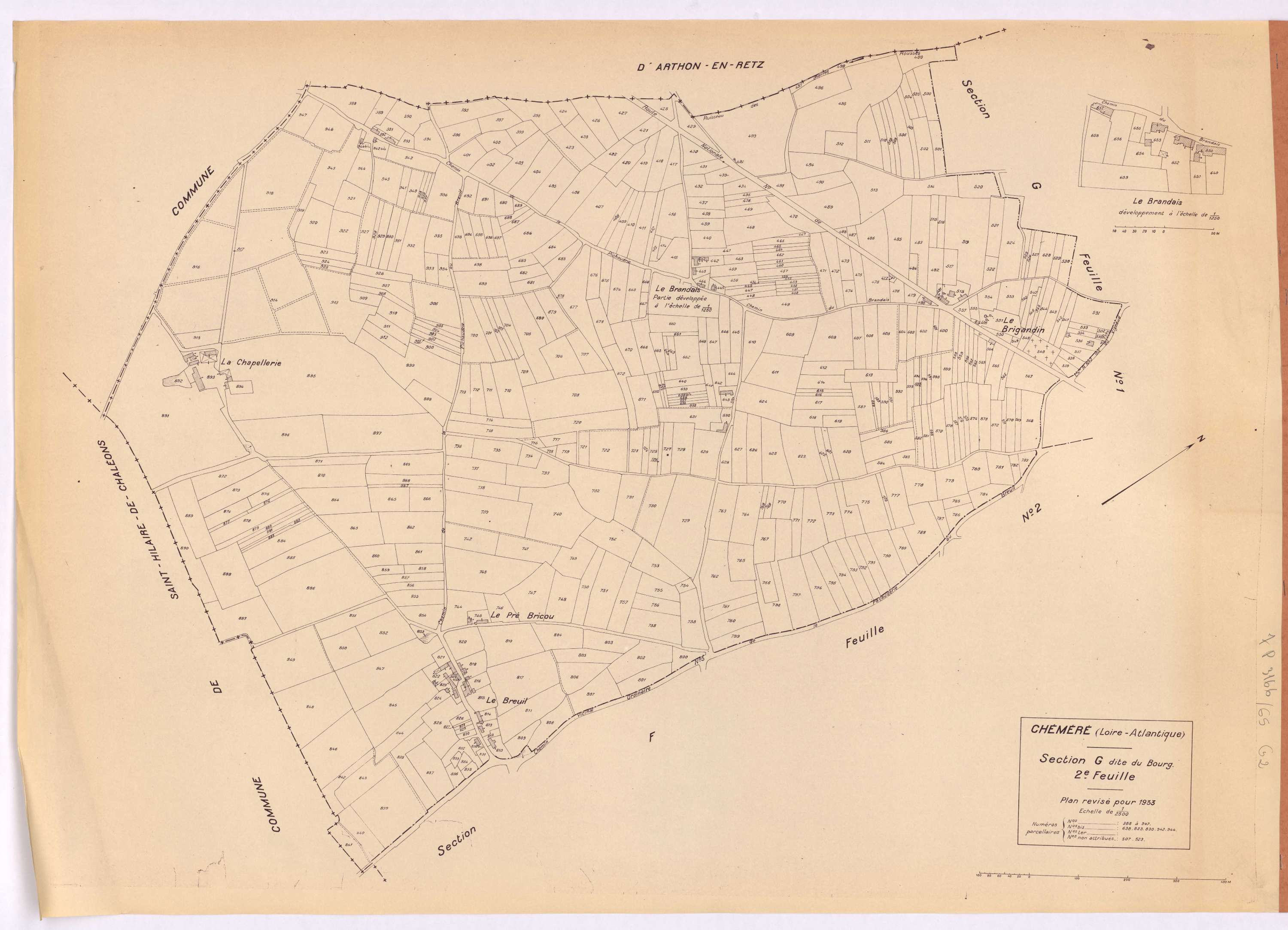 Chéméré - Section G2 Bourg (section du) ; 388-947