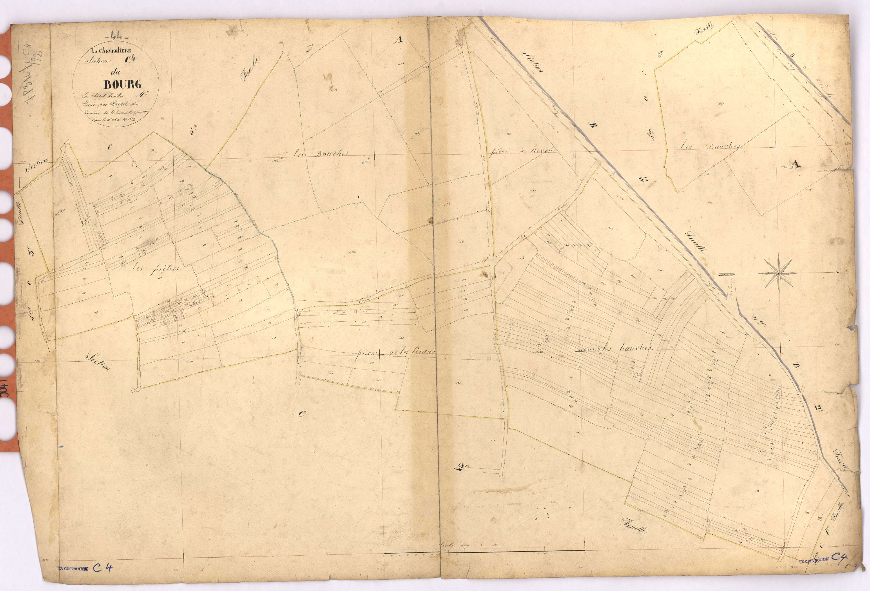 La Chevrolière - Section C4 Bourg (section du) ; 1036-1253