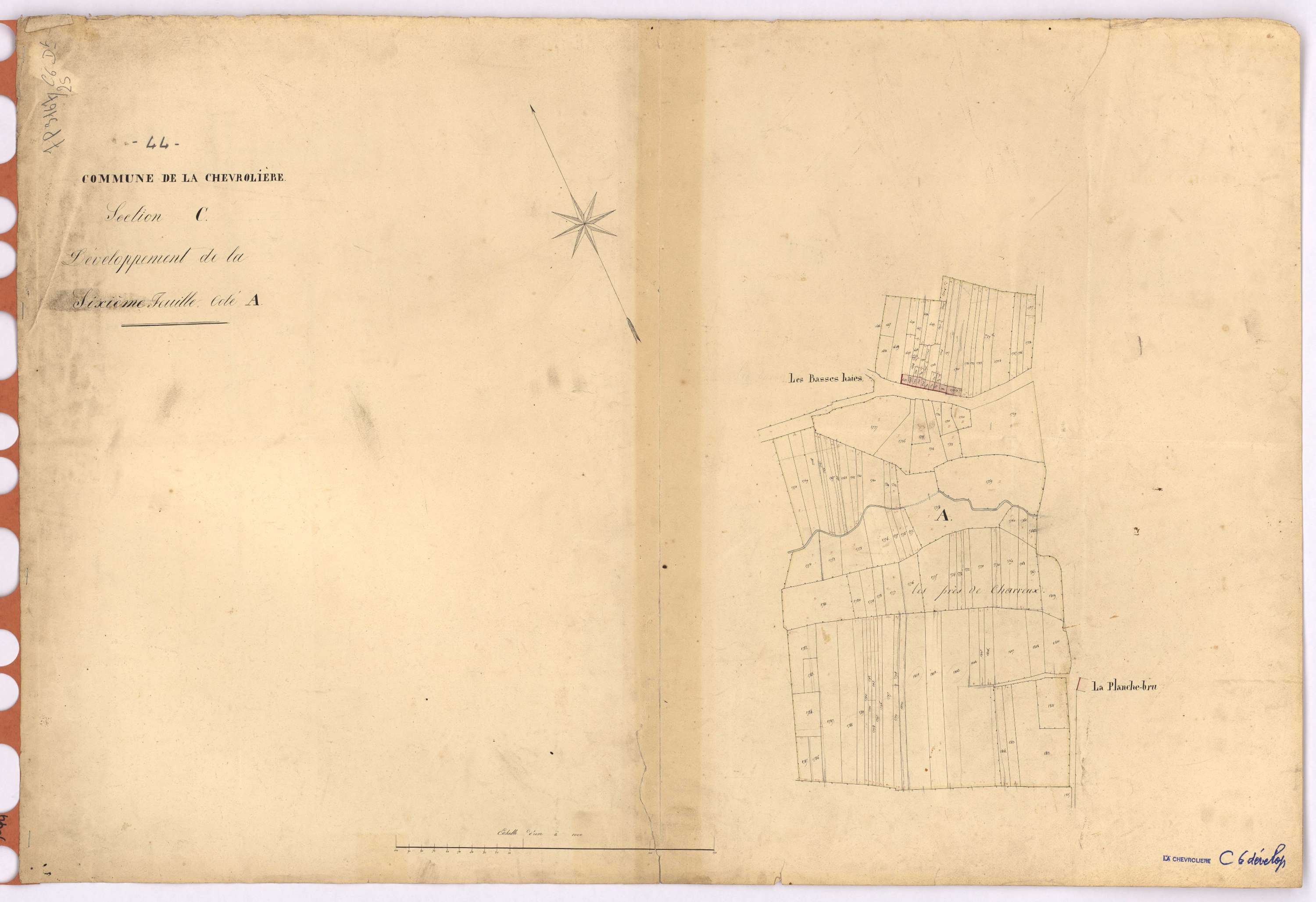 La Chevrolière - Section C6 (développement) Bourg (section du) ; 1507-1920 ; développement des prés de Charreux