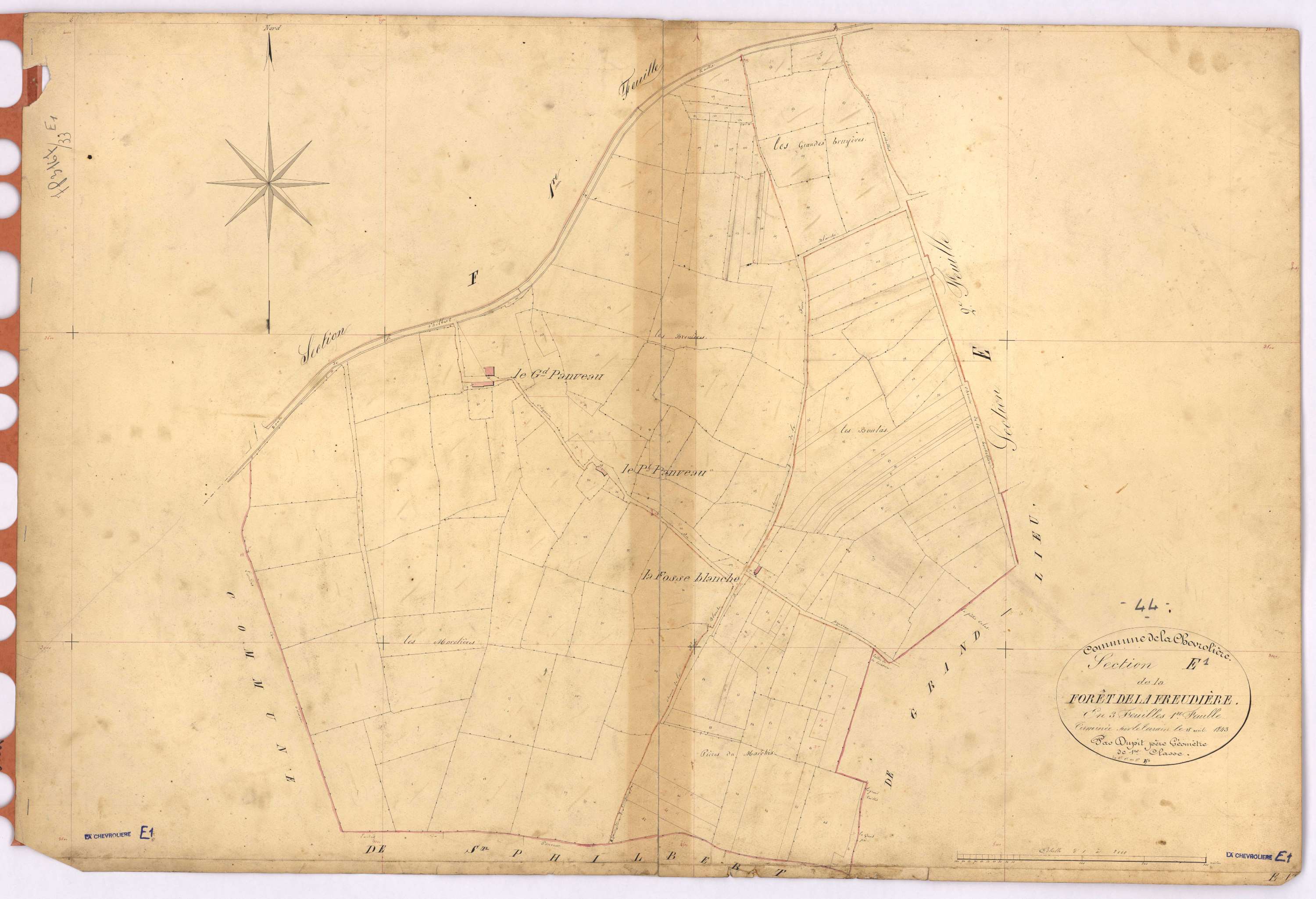 La Chevrolière - Section E1 Forêt de La Freudière (section de) ; 1-154