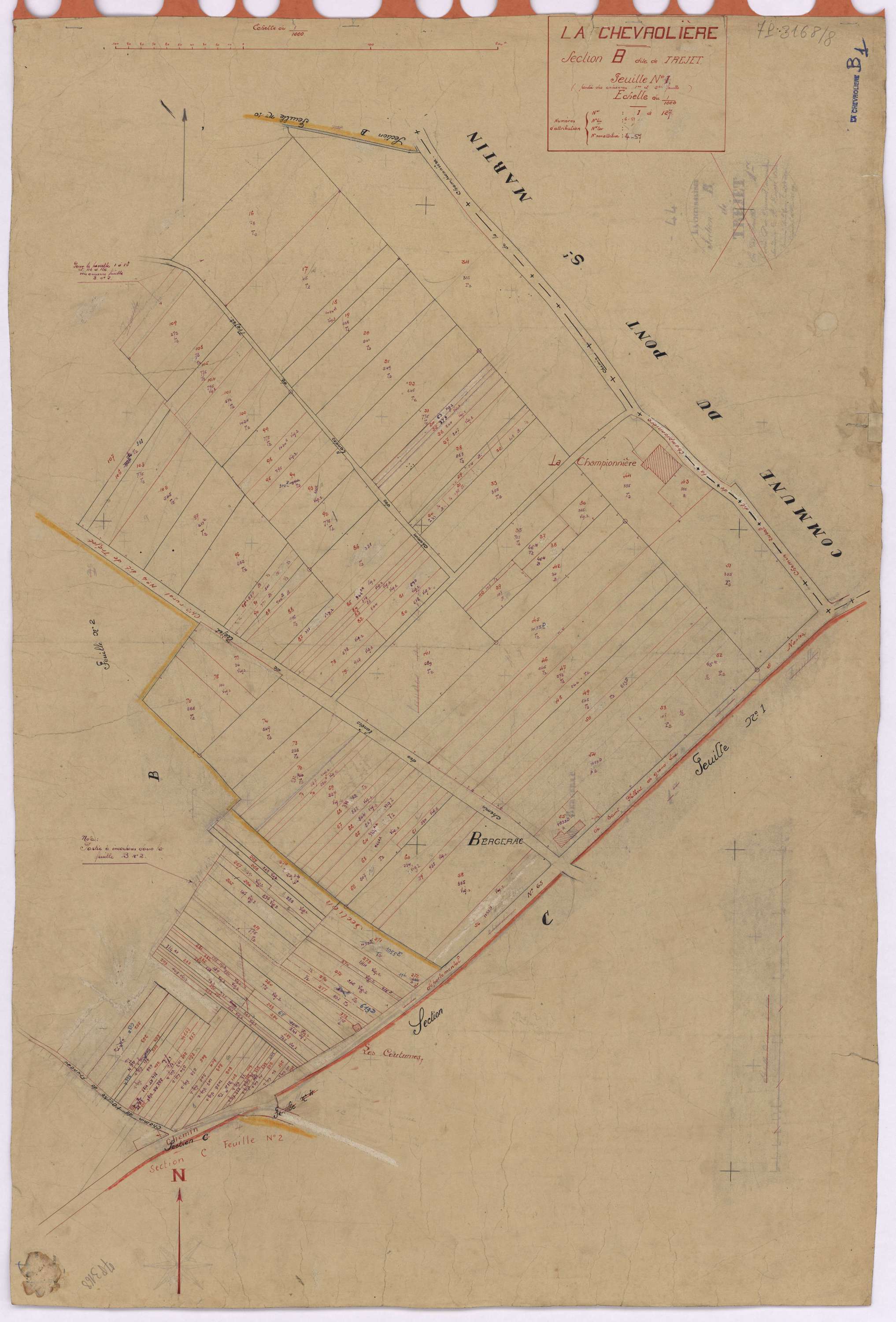 La Chevrolière - Section B1 Tréjet (section de) ; 1-127