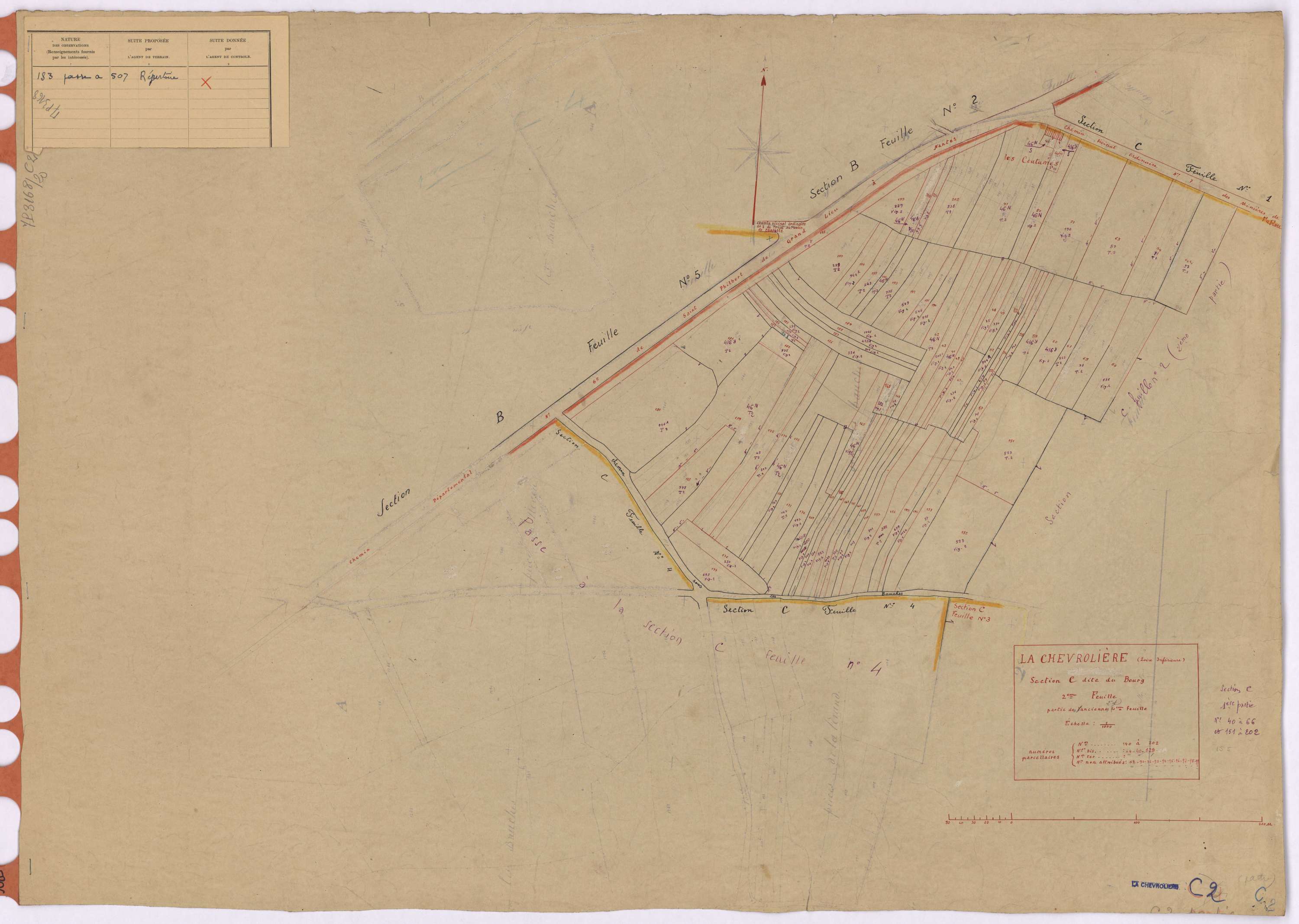 La Chevrolière - Section C2 Bourg (section du) ; 40-66 ; 151-202
