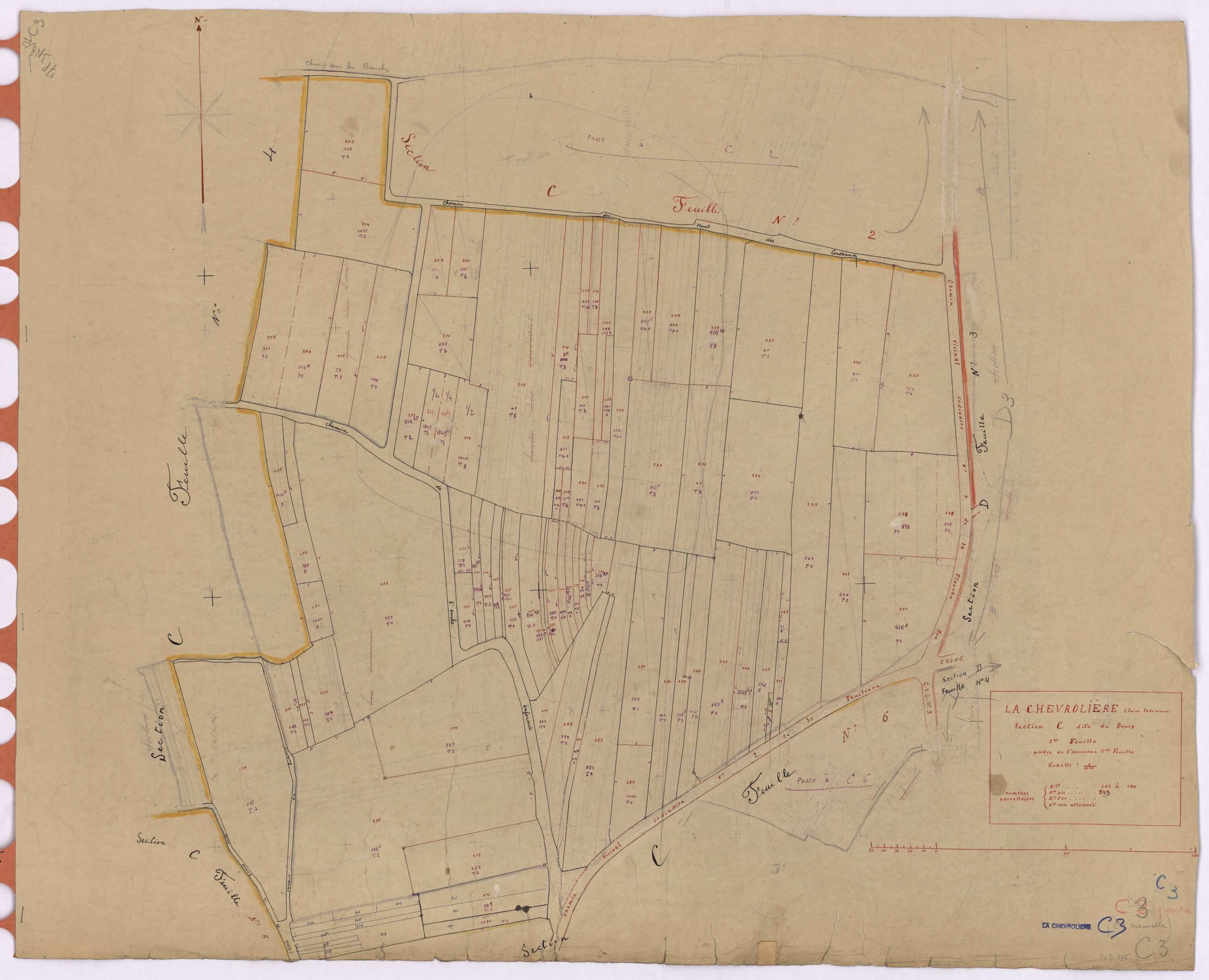La Chevrolière - Section C3 Bourg (section du) ; 203-286