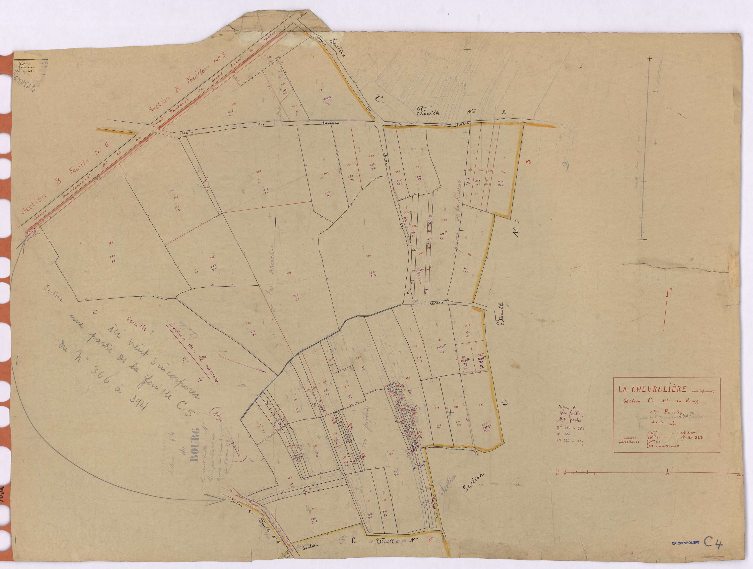 La Chevrolière - Section C4 Bourg (section du) ; 287-399
