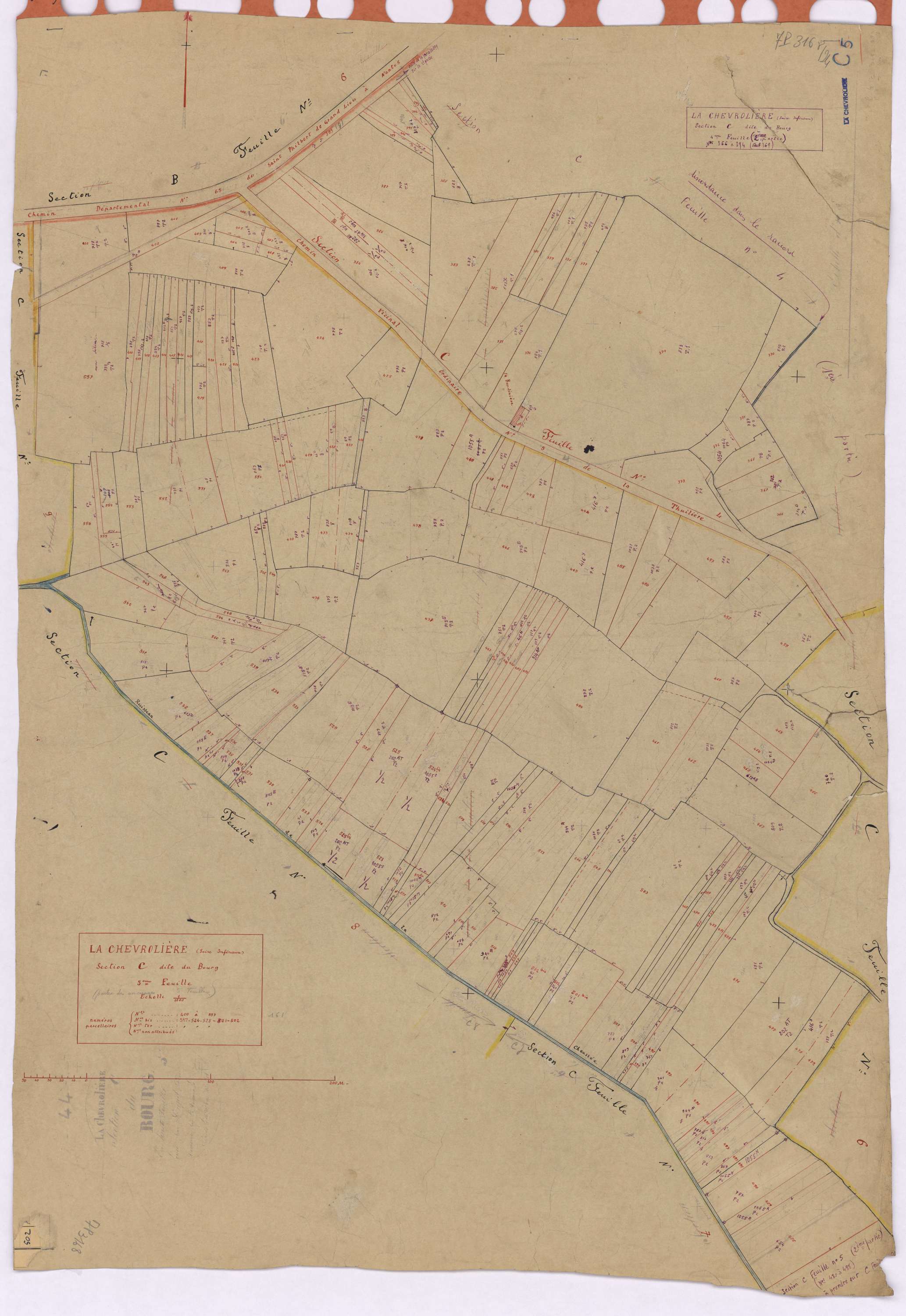 La Chevrolière - Section C4 C5 Bourg (section du) ; 400-557
