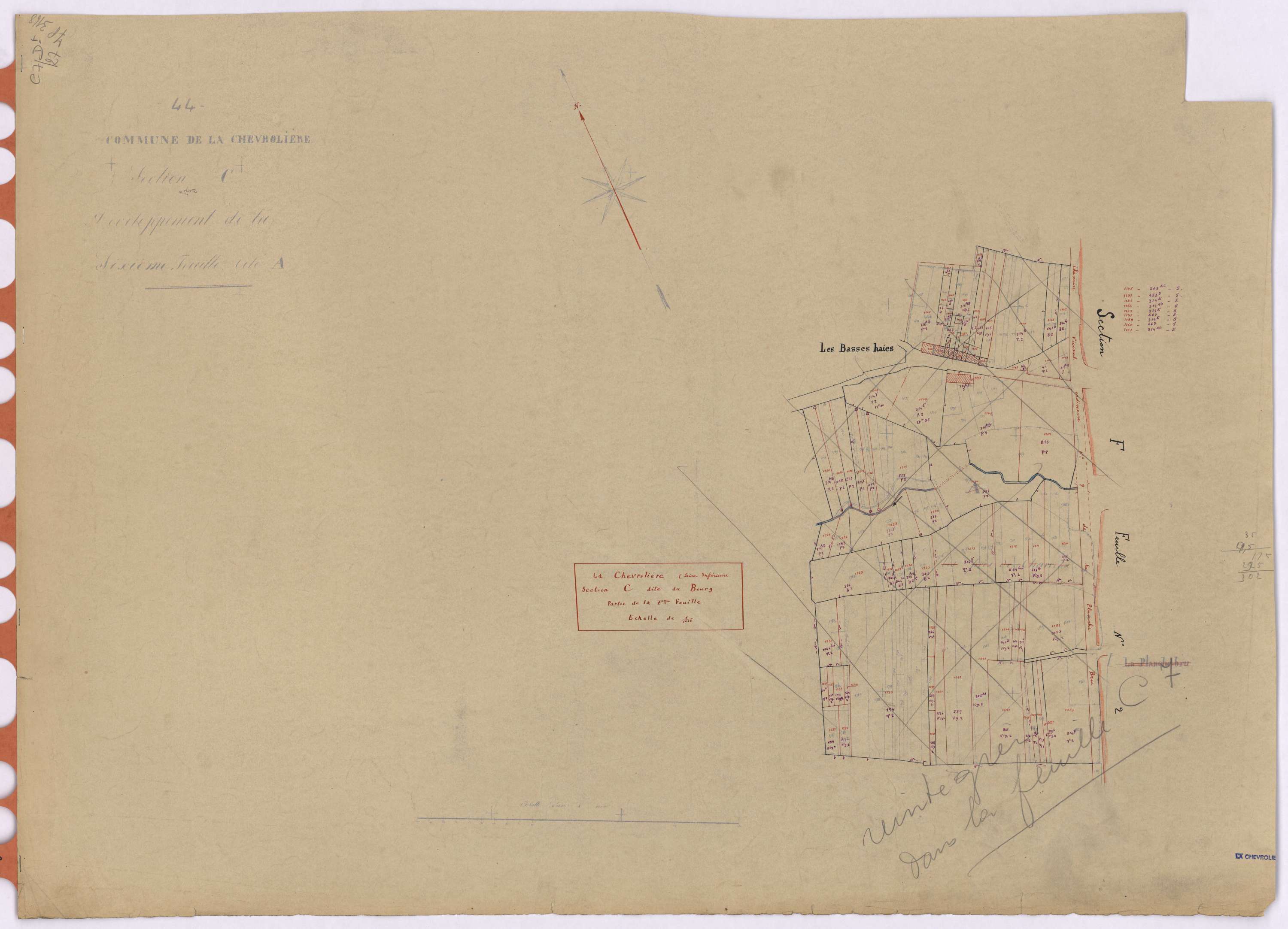 La Chevrolière - Section C7 (développement) Bourg (section du) ; 1035-1339 ; développement du village des Basses Haies