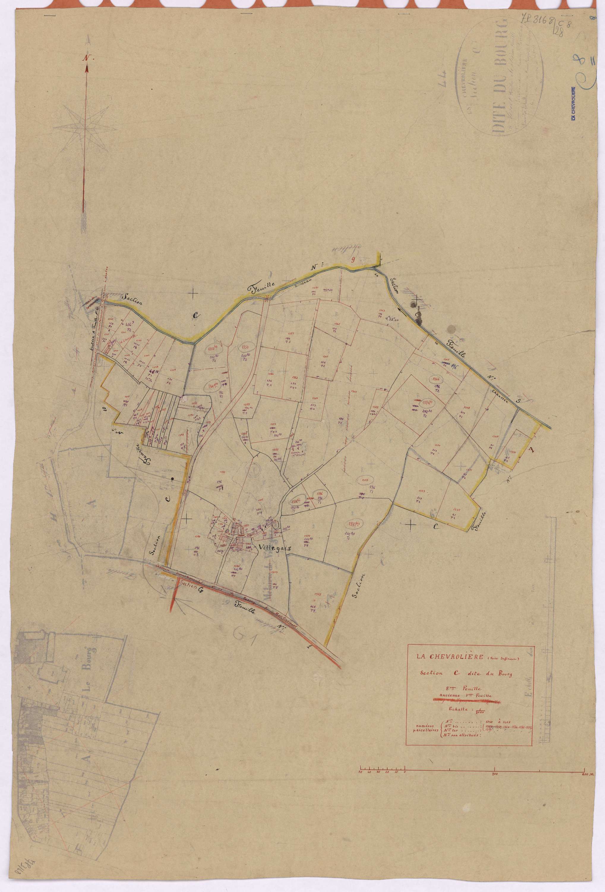 La Chevrolière - Section C8 Bourg (section du) ; 1340-1407