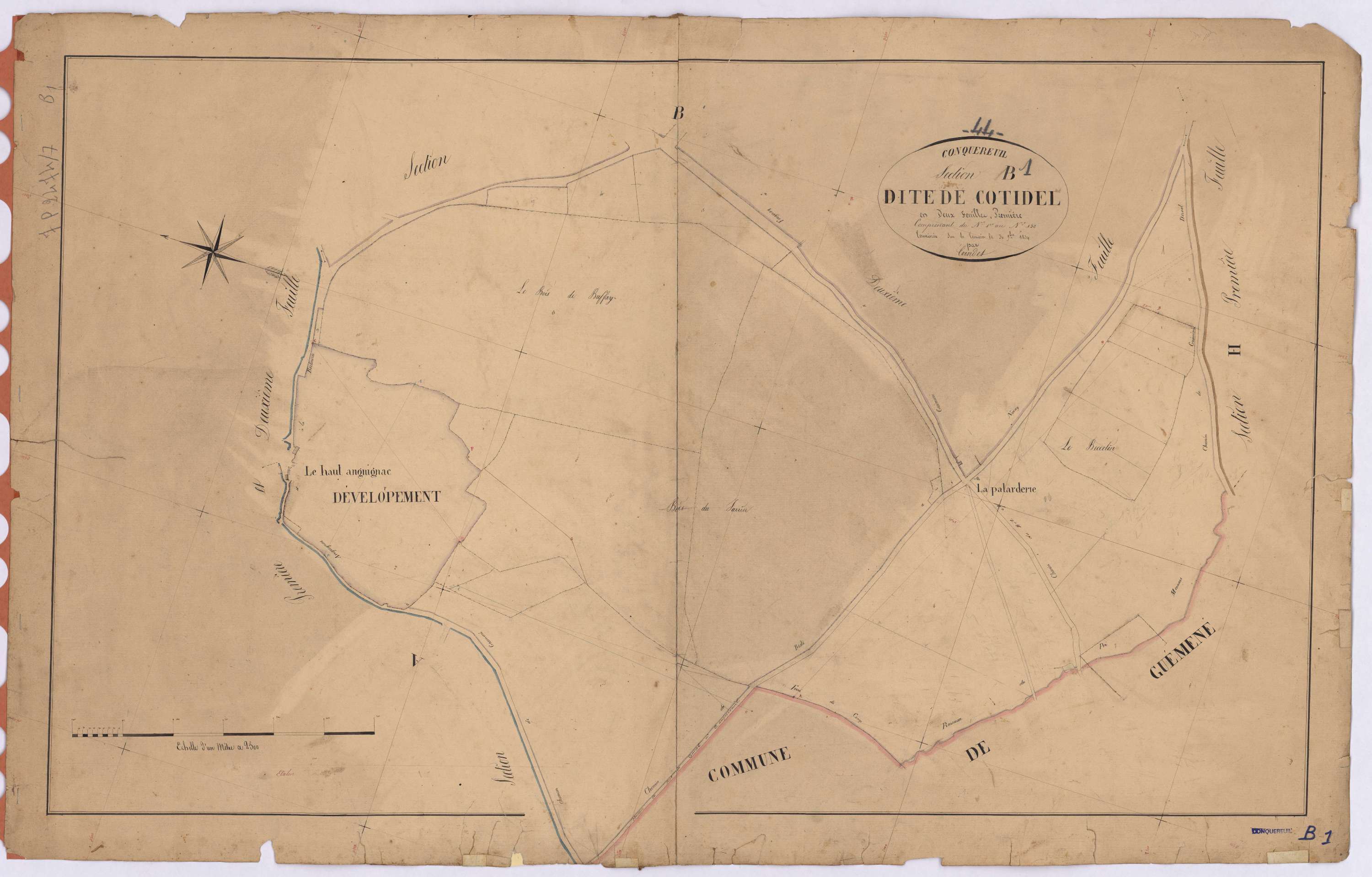 Conquereuil - Section B1 Cotidel (section de) ; 1-150