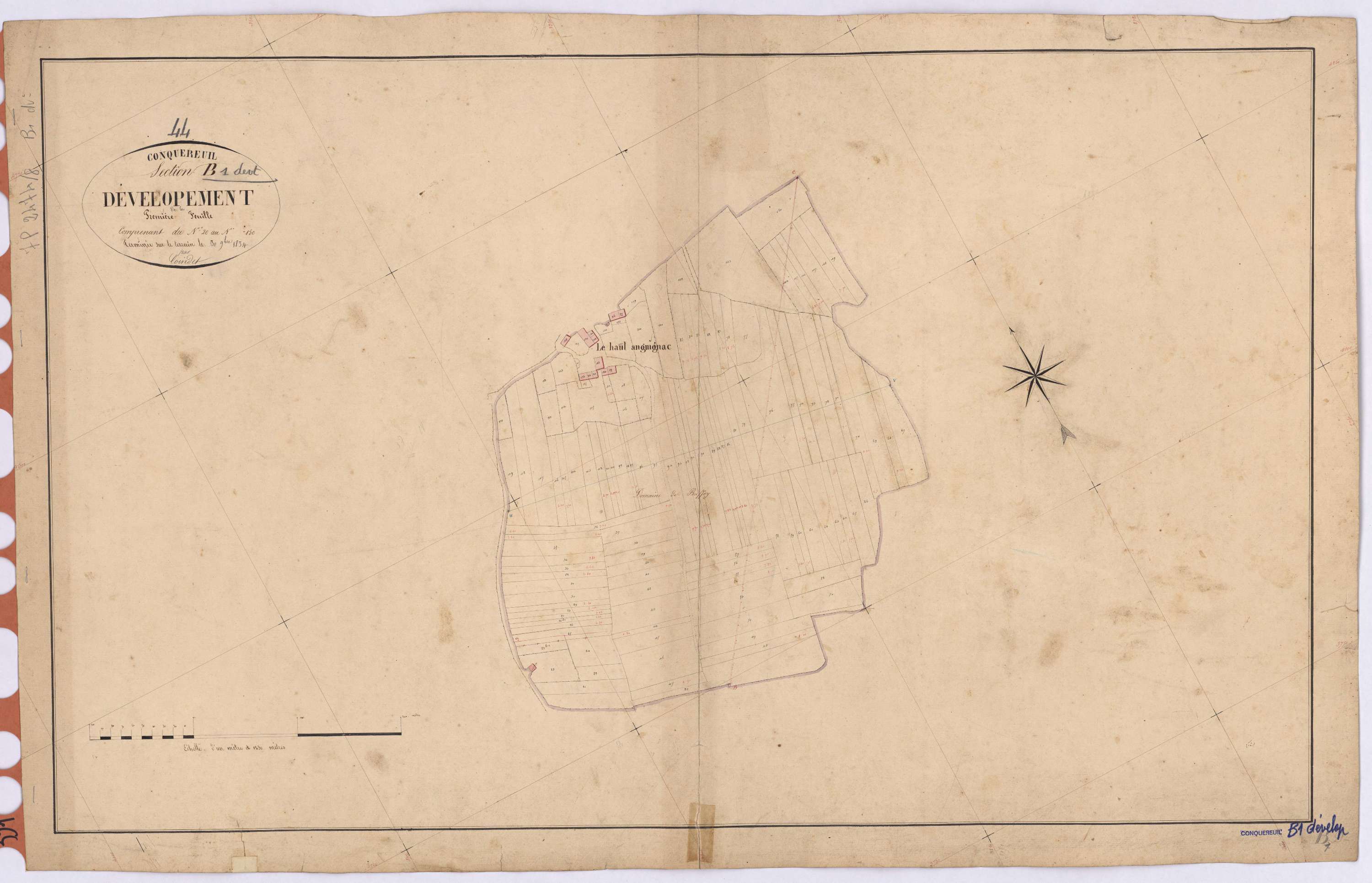 Conquereuil - Section B1 (développement) Cotidel (section de) ; 1-150 ; développement du village du Haut Anguignac