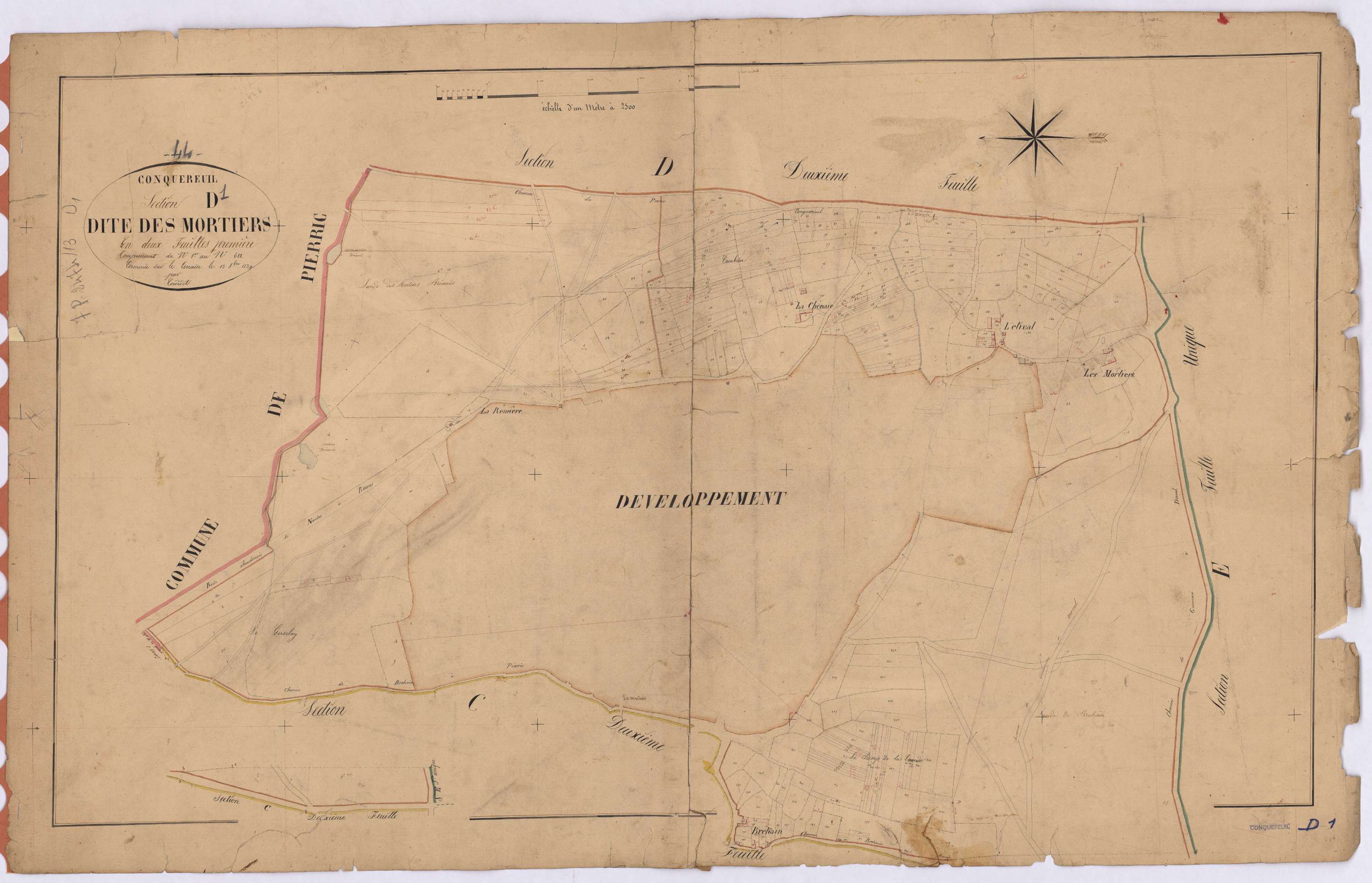 Conquereuil - Section D1 Mortiers (section des) ; 1-682