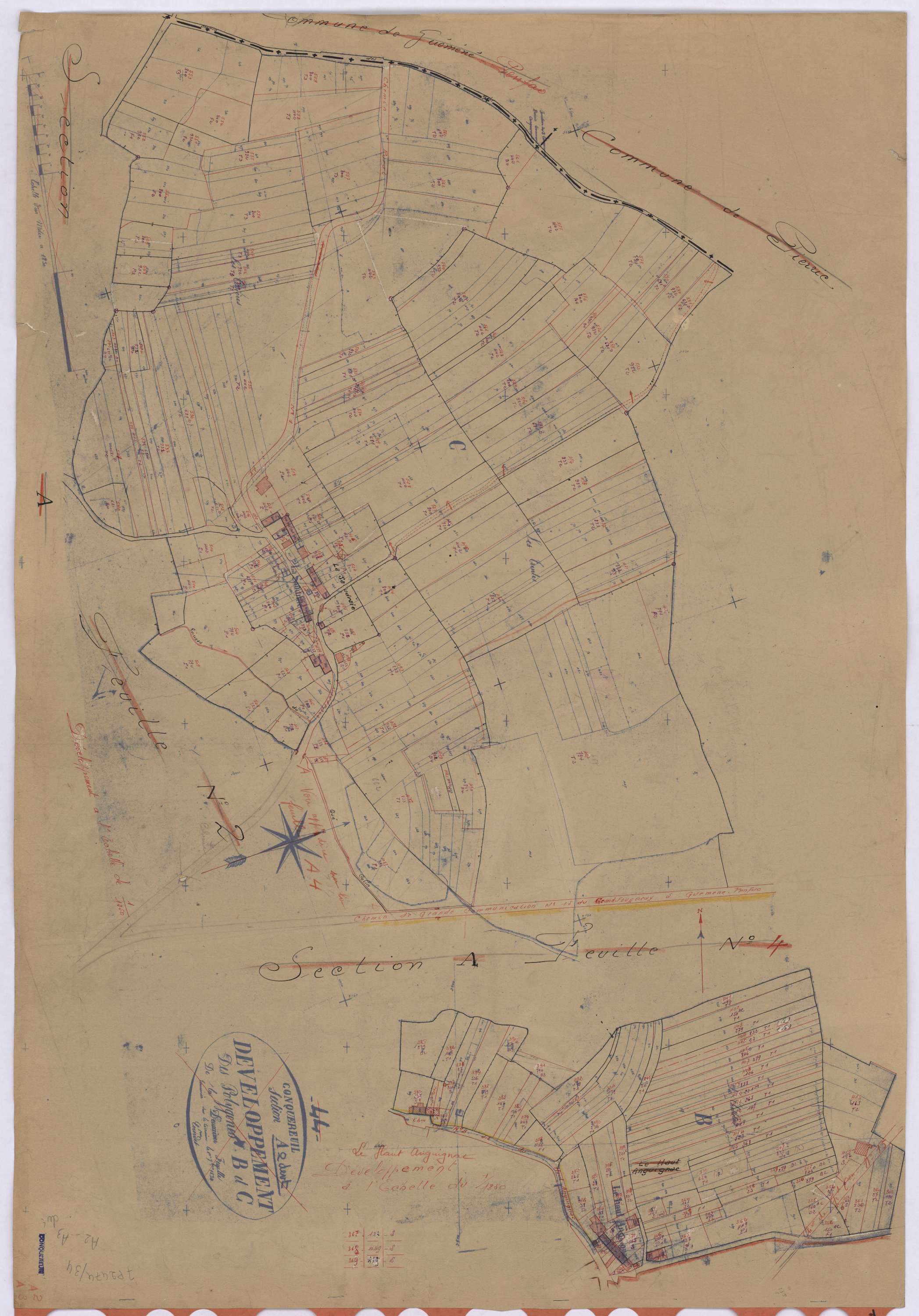 Conquereuil - Section A2 A3 (développement) Auguignac (section d') ; 248-462 ; 463-581 ; développement de diverses parcelles