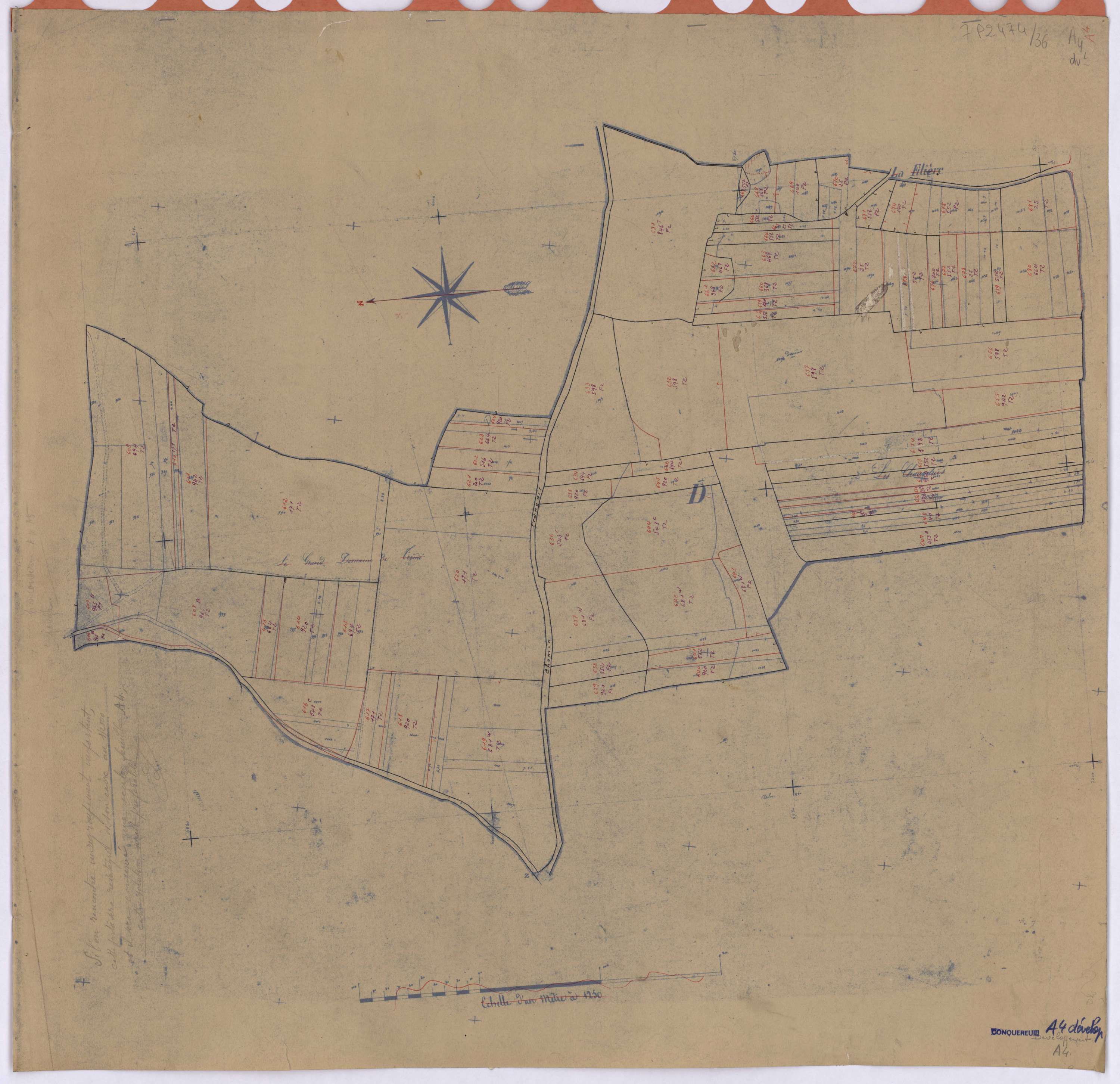 Conquereuil - Section A4 (développement) Auguignac (section d') ; 582-920 ; développement de diverses parcelles