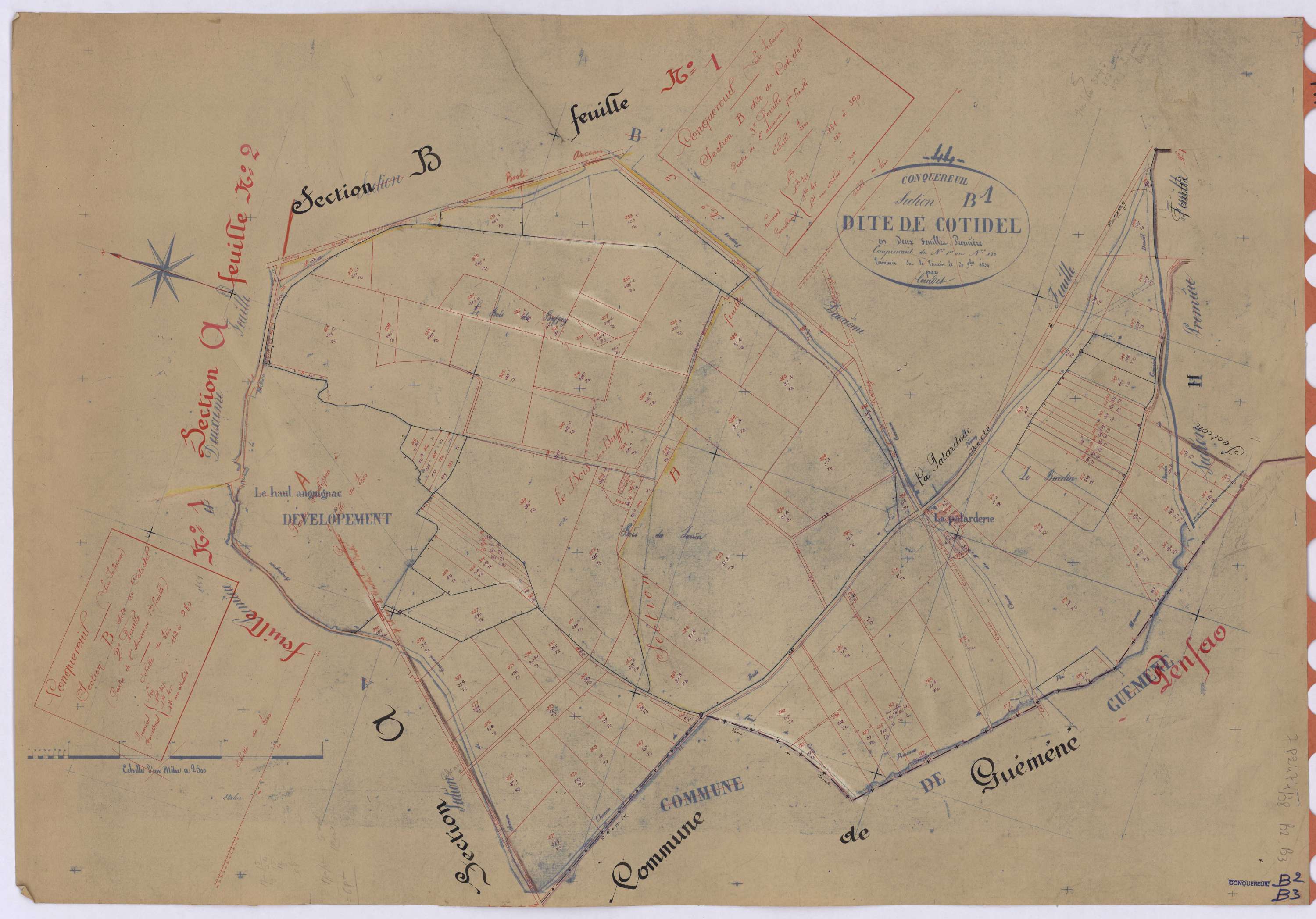 Conquereuil - Section B2 B3 Cotidel (section de) ; 112-280 ; 281-390