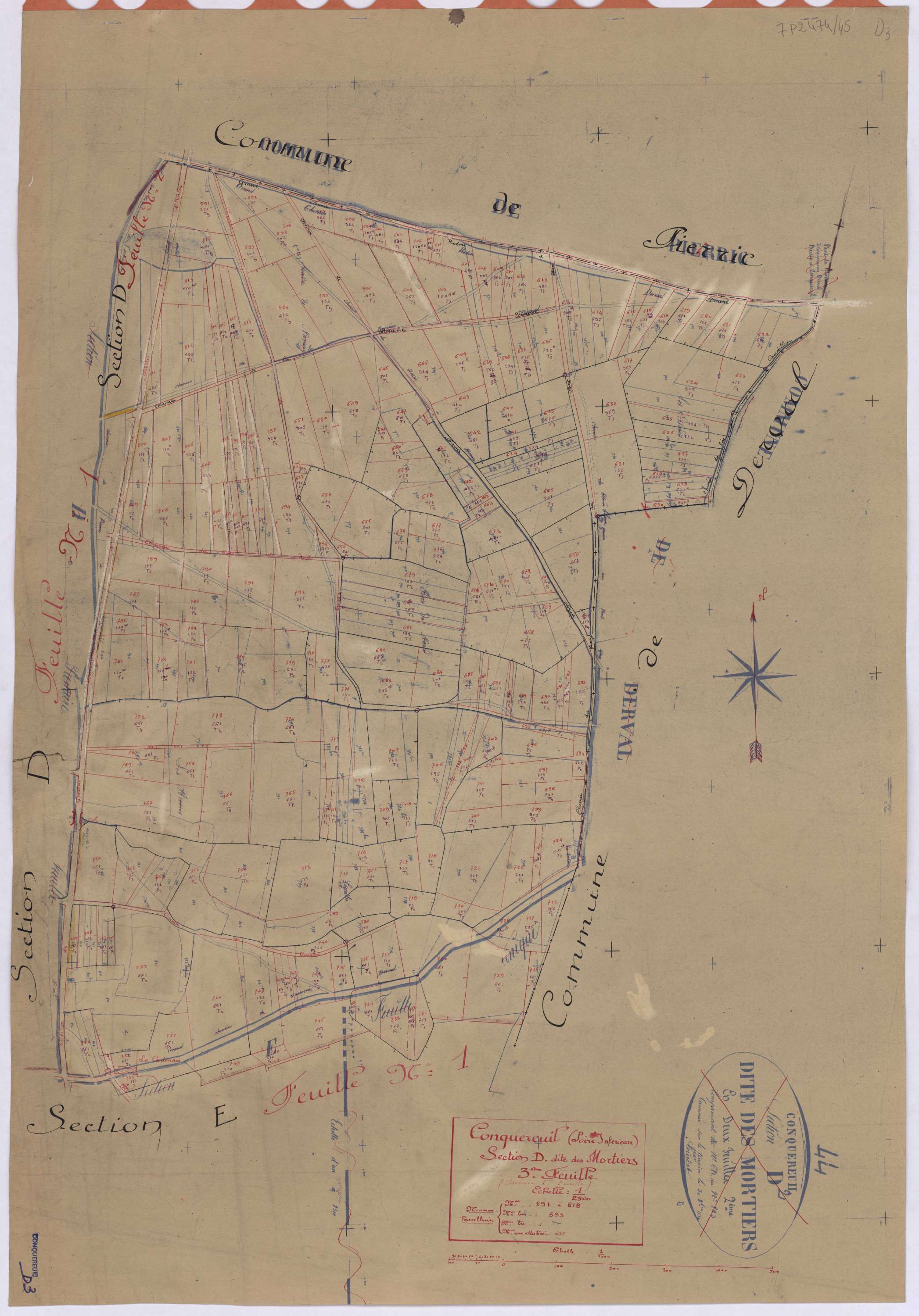 Conquereuil - Section D3 Mortiers (section) ; 591-818