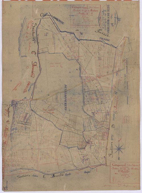 Conquereuil - Section D1 D2 Mortiers (section des) ; 1-353 ; 354-590