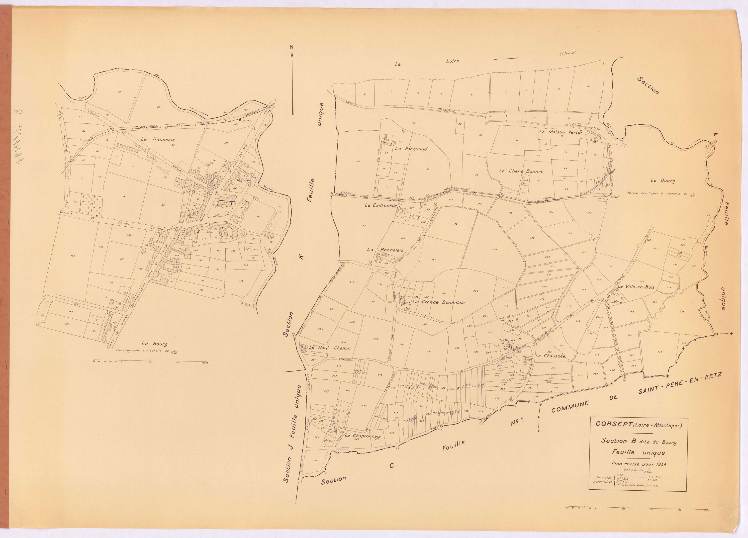 Corsept - Section B Bourg (section du) ; 1-375