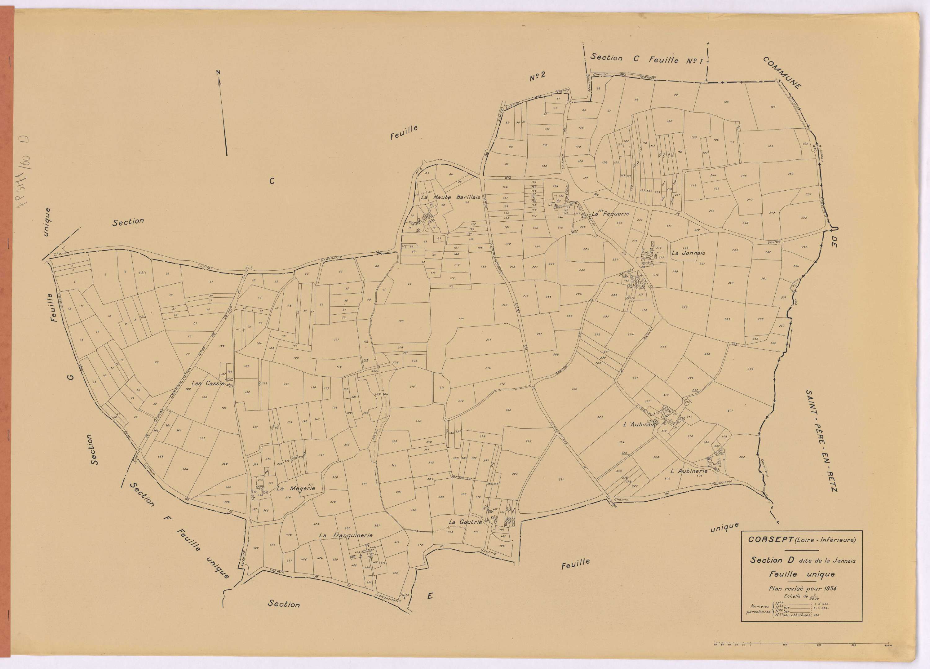 Corsept - Section D Jannais (section de la) ; 1-430
