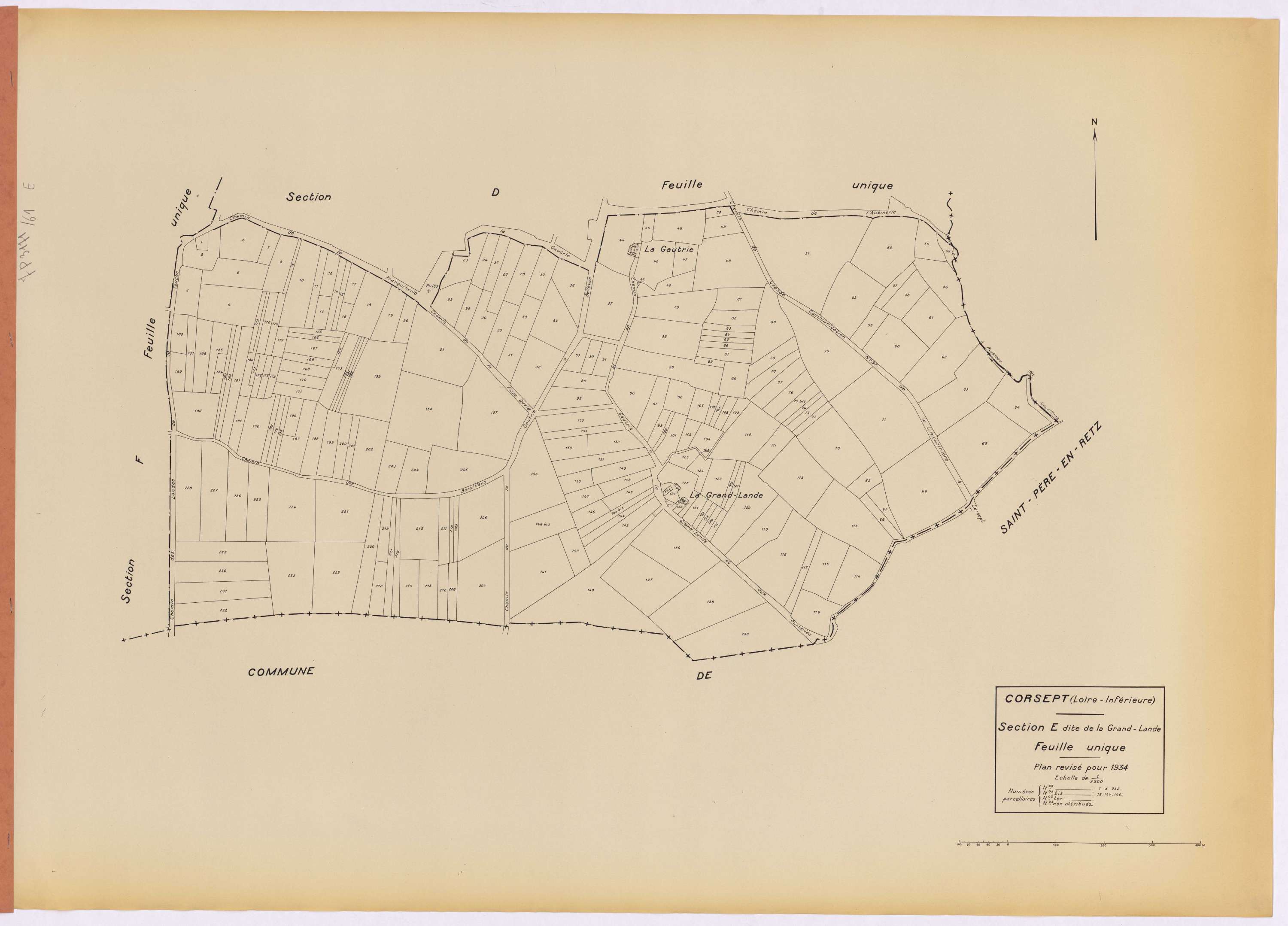 Corsept - Section E Grand-Lande (section de La) ; 1-232