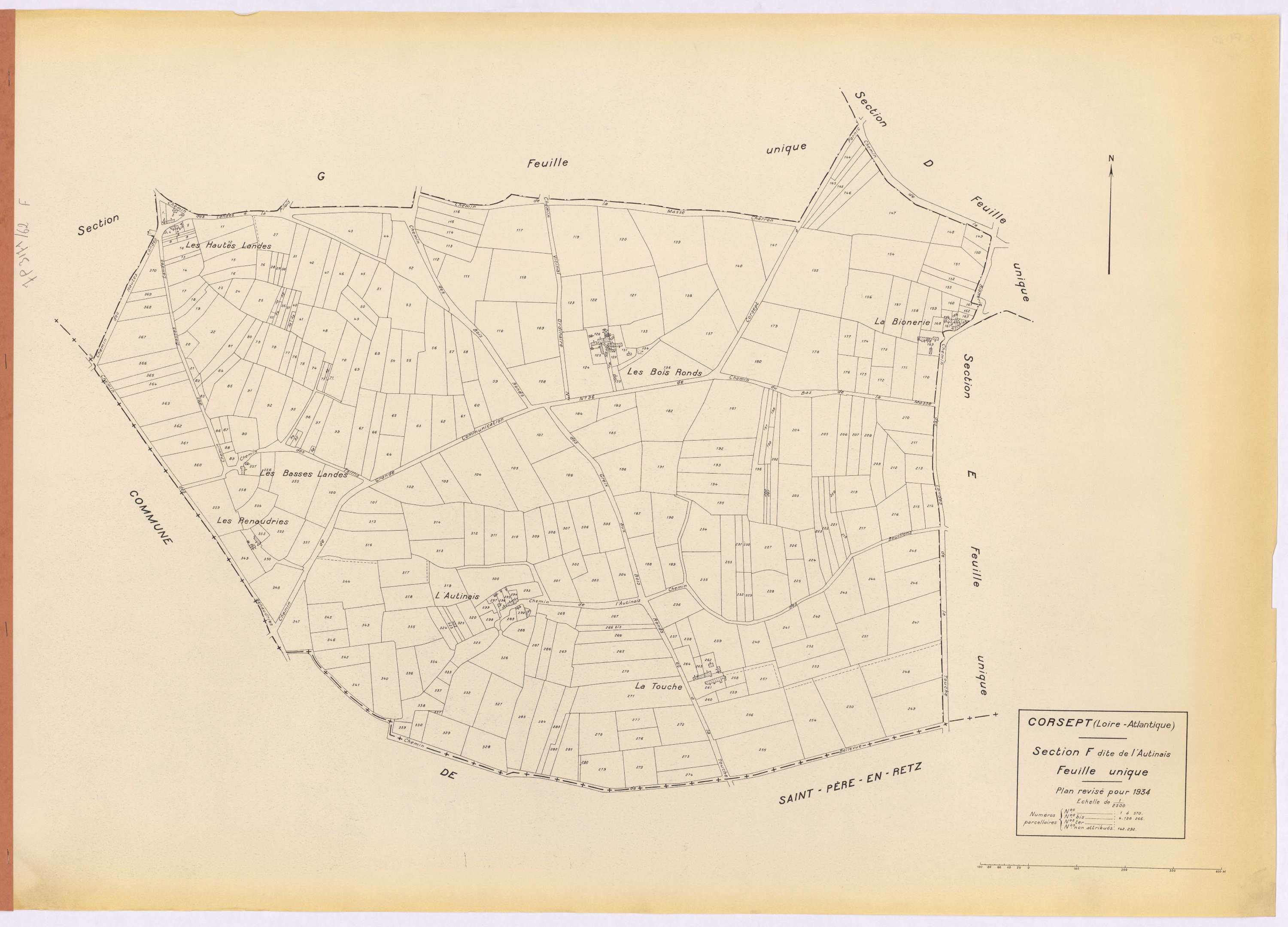 Corsept - Section F Autinais (section de l') ; 1-370