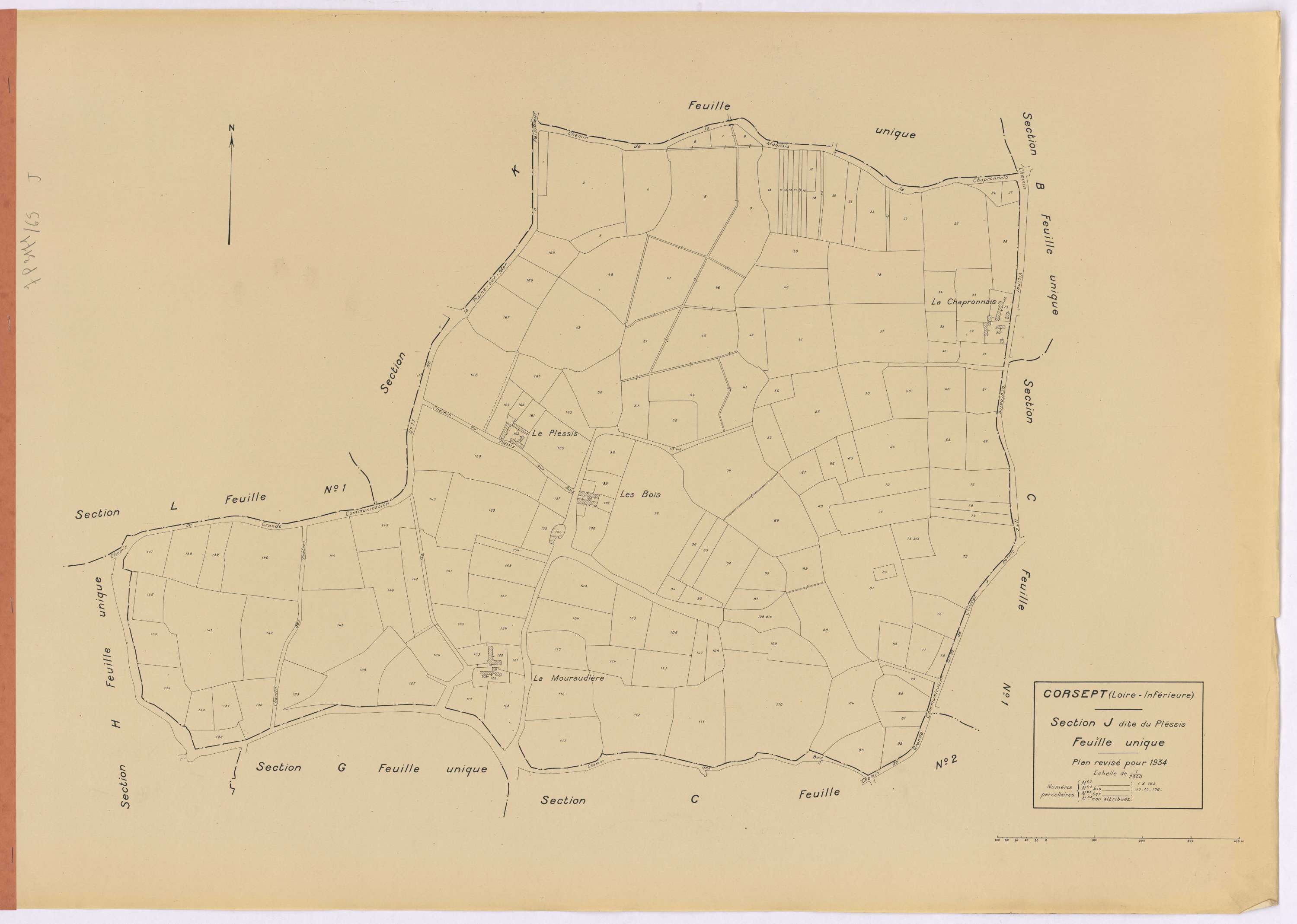 Corsept - Section J Pléssis (section du) ; 1-169
