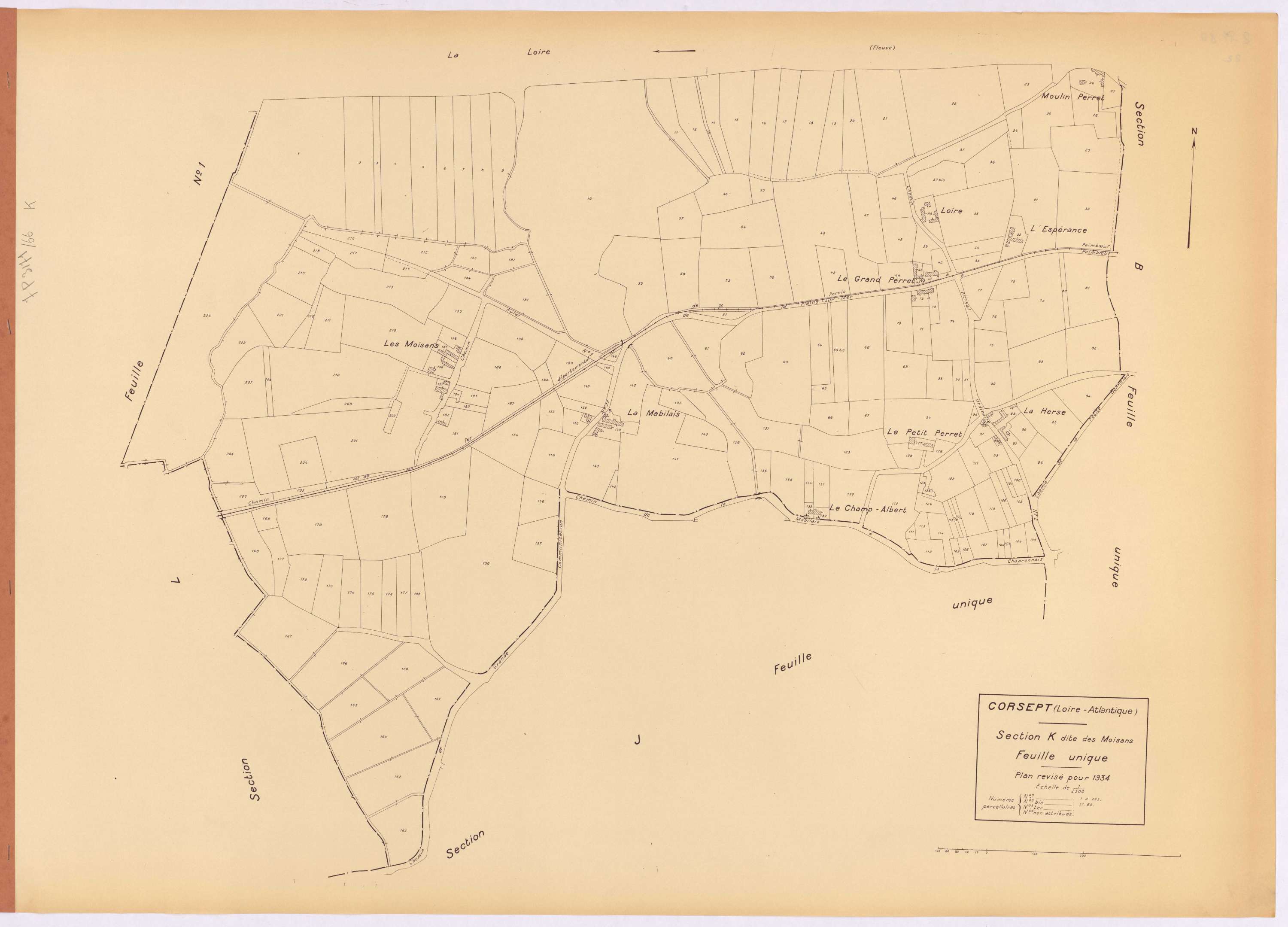 Corsept - Section K Moisans (section des) ; 1-223