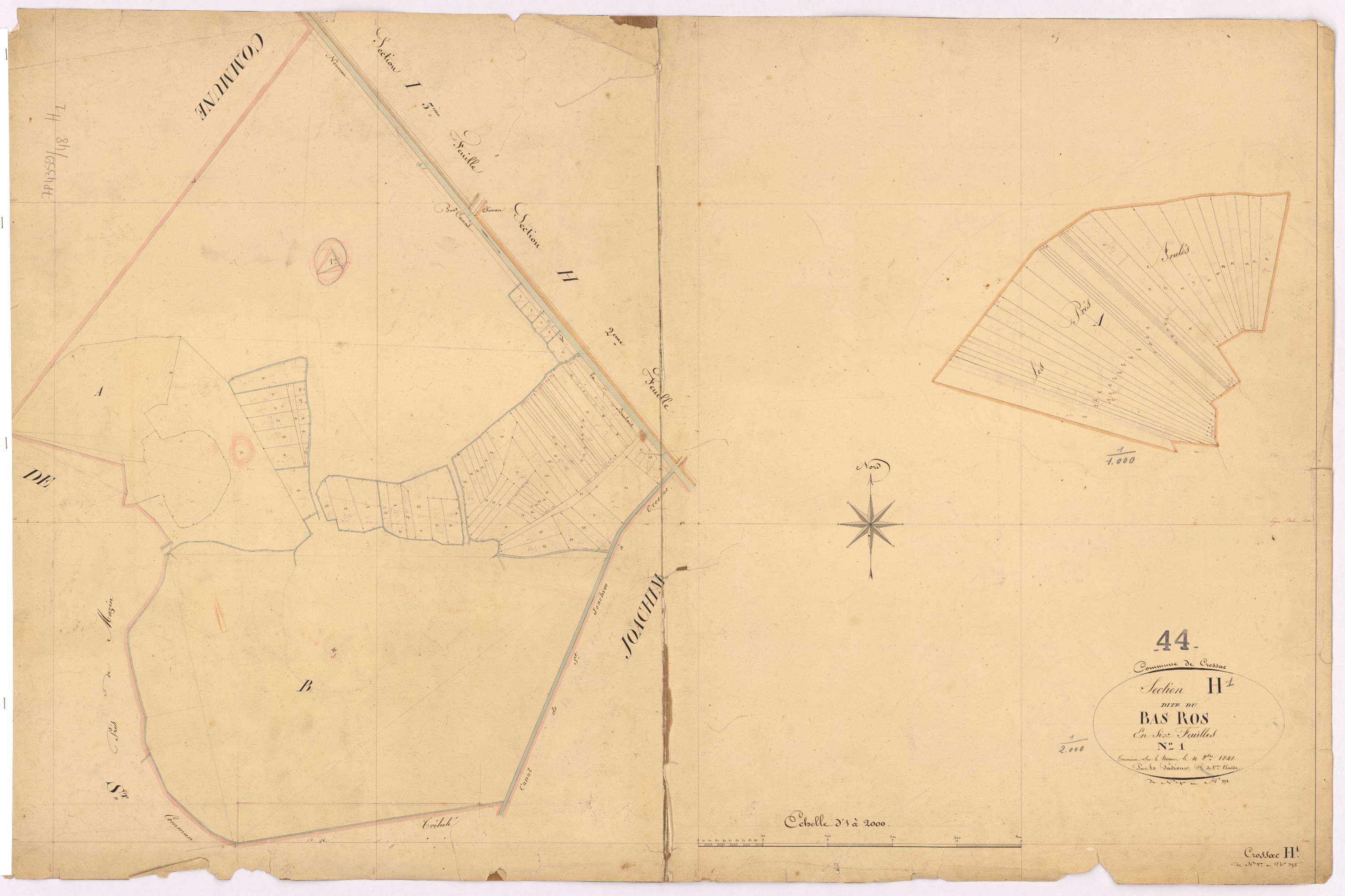 Crossac - Section H1 Bas Ros (section du) ; 1-358