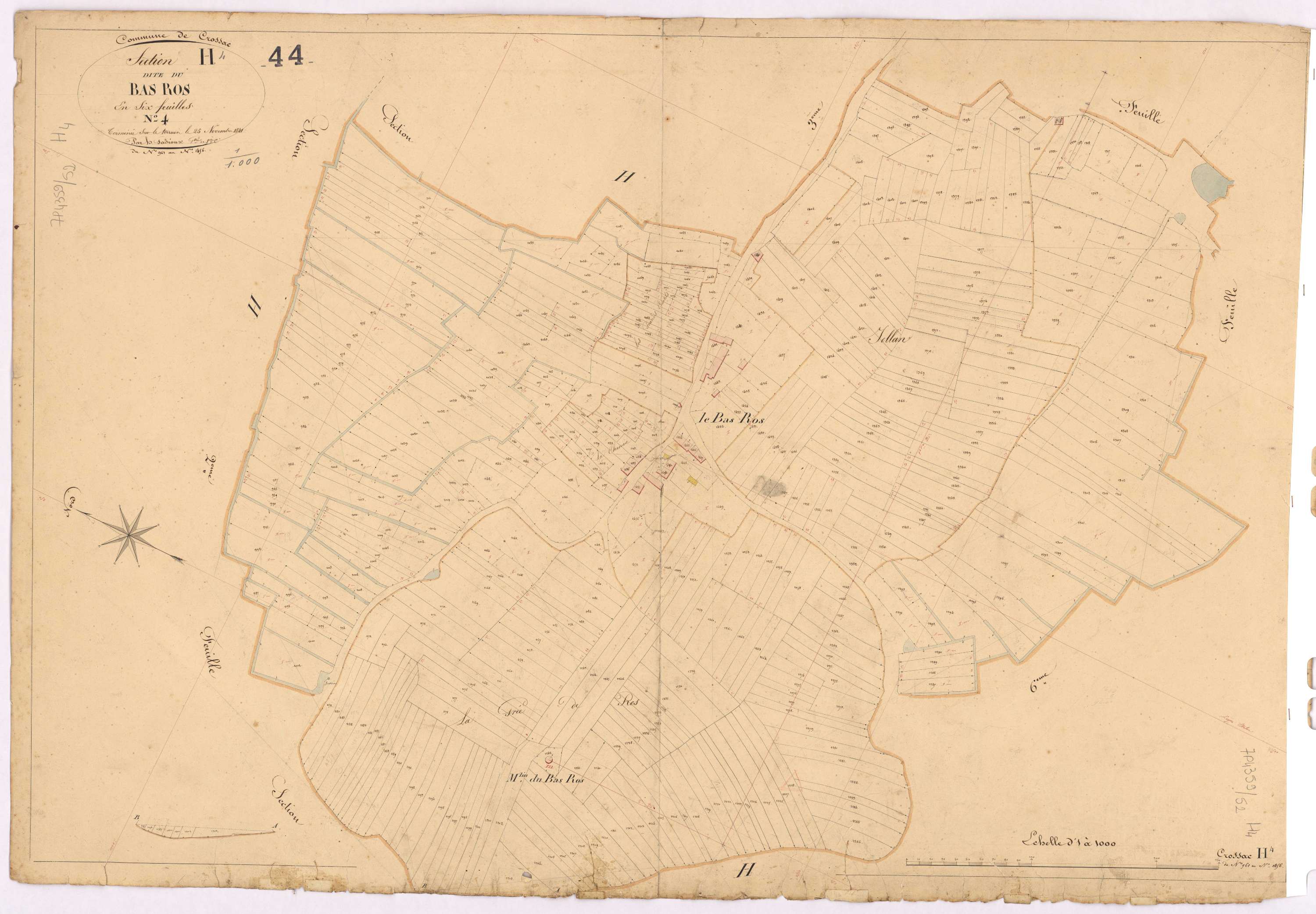 Crossac - Section H4 Bas Ros (section du) ; 961-1456