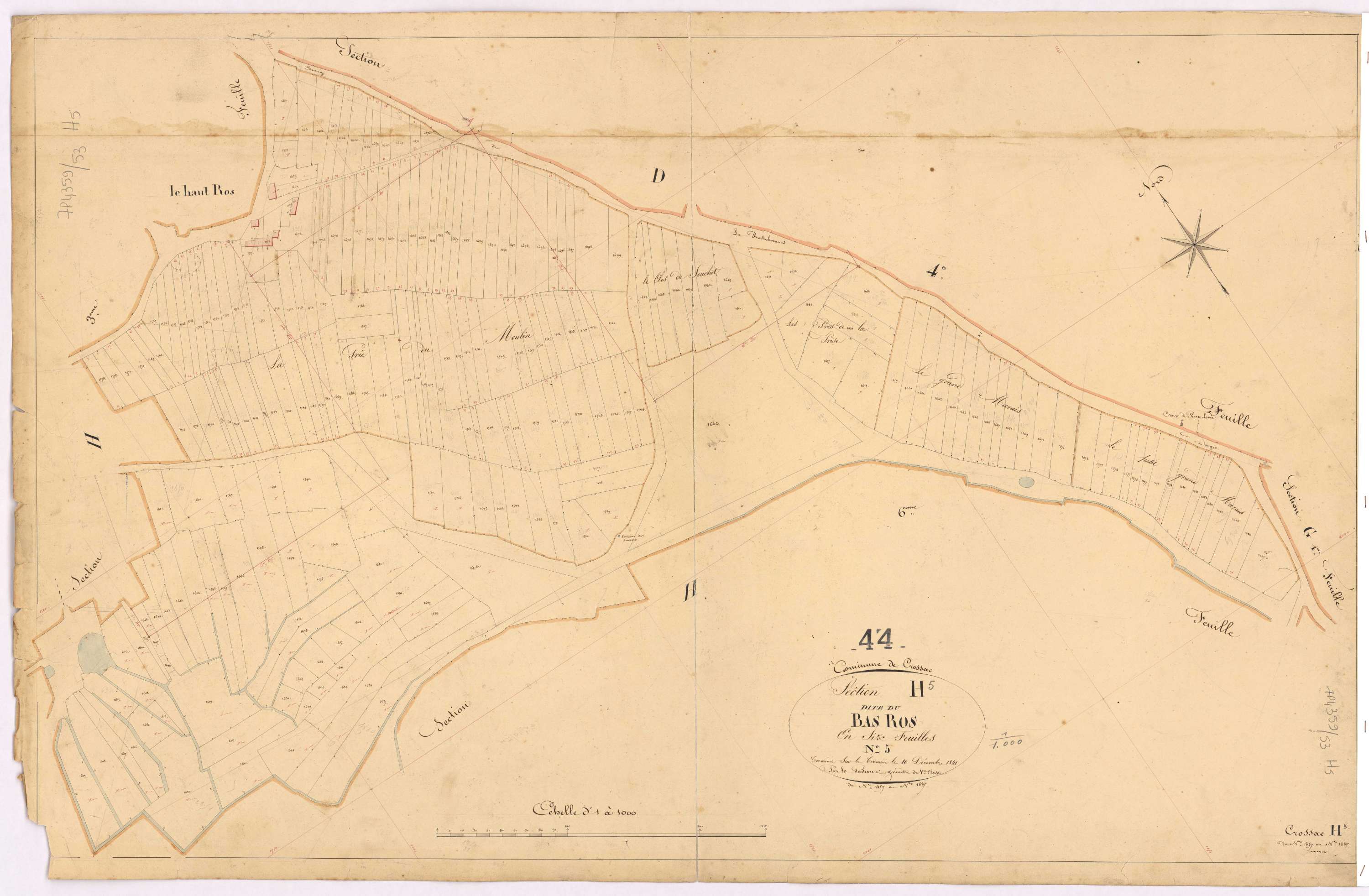 Crossac - Section H5 Bas Ros (section du) ; 1457-1687