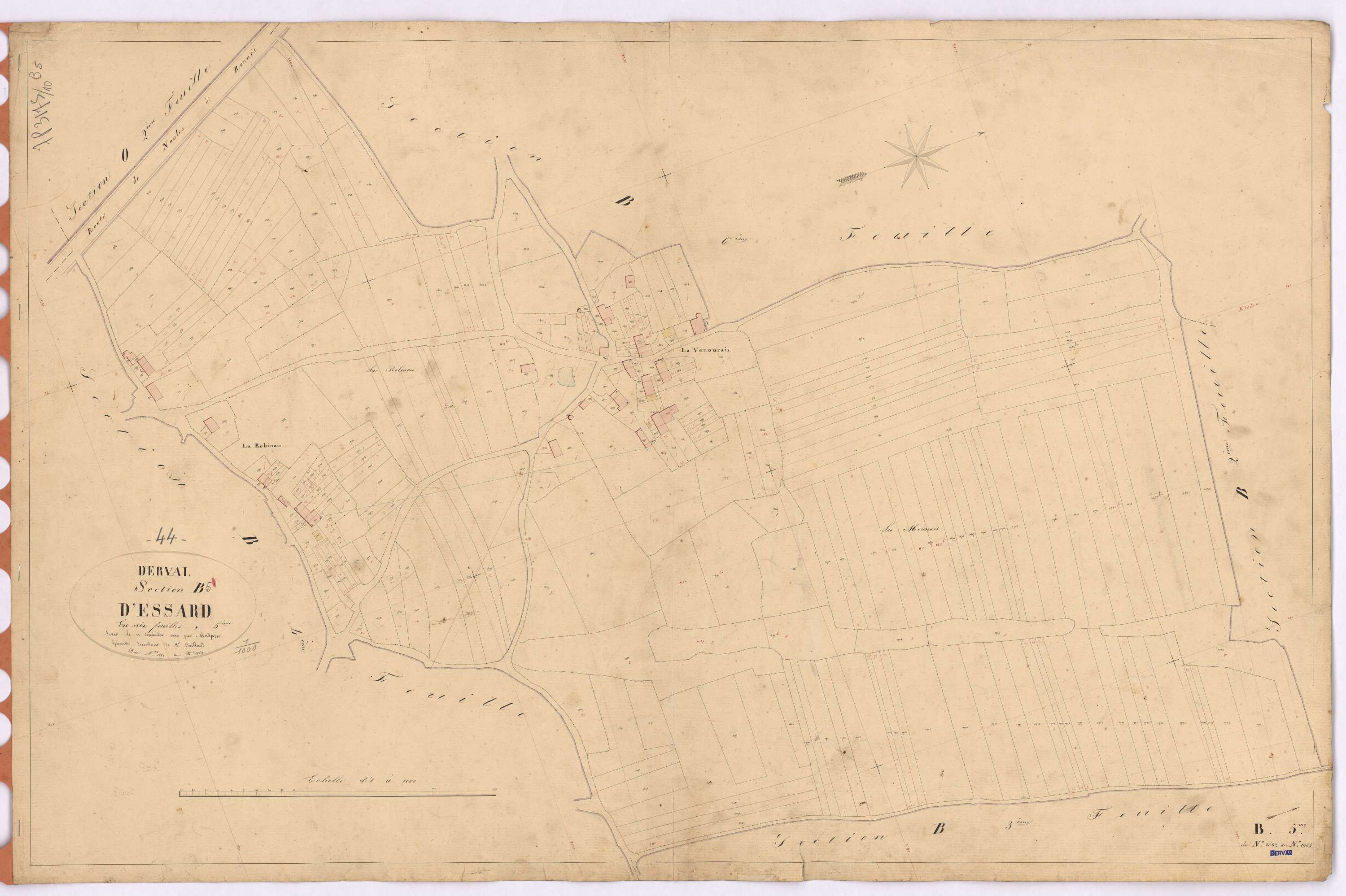 Derval - Section B5 Essard (section d') ; 1682-1964