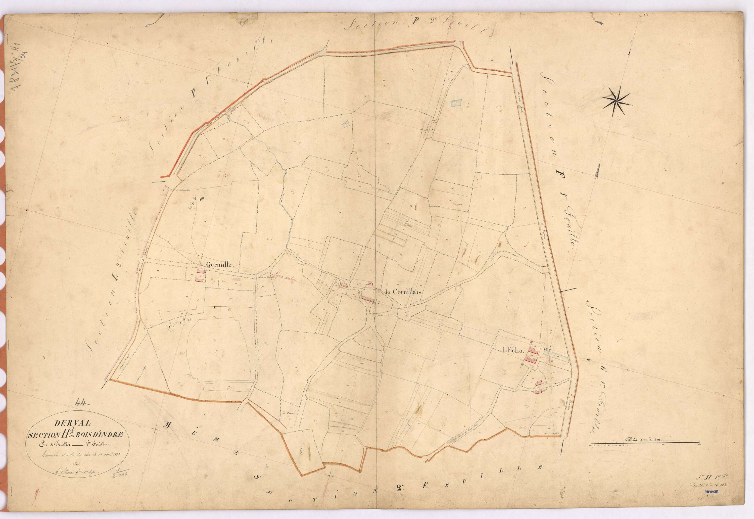 Derval - Section H1 Bois d'Indre (section du) ; 1-143