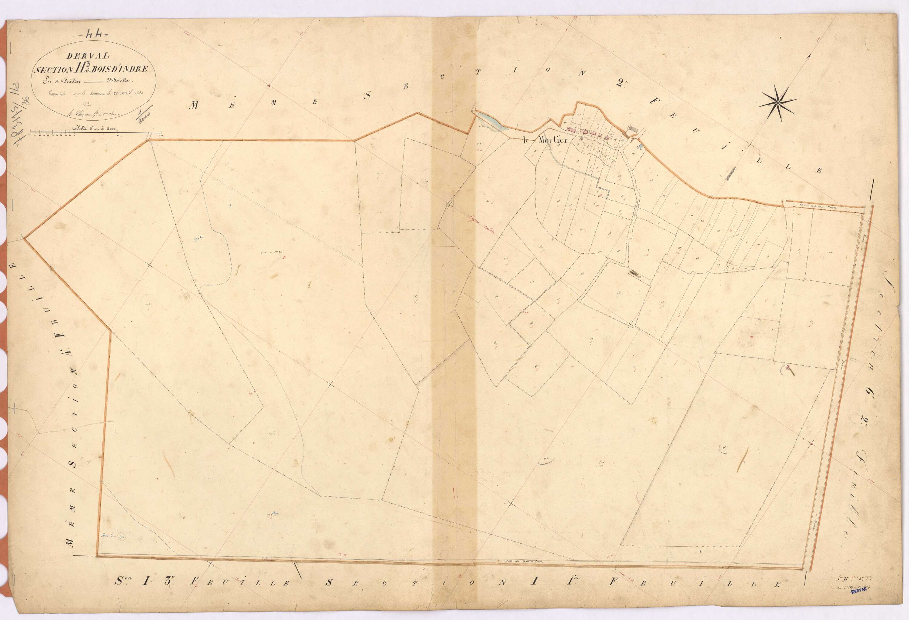 Derval - Section H3 Bois d'Indre (section du) ; 281-373