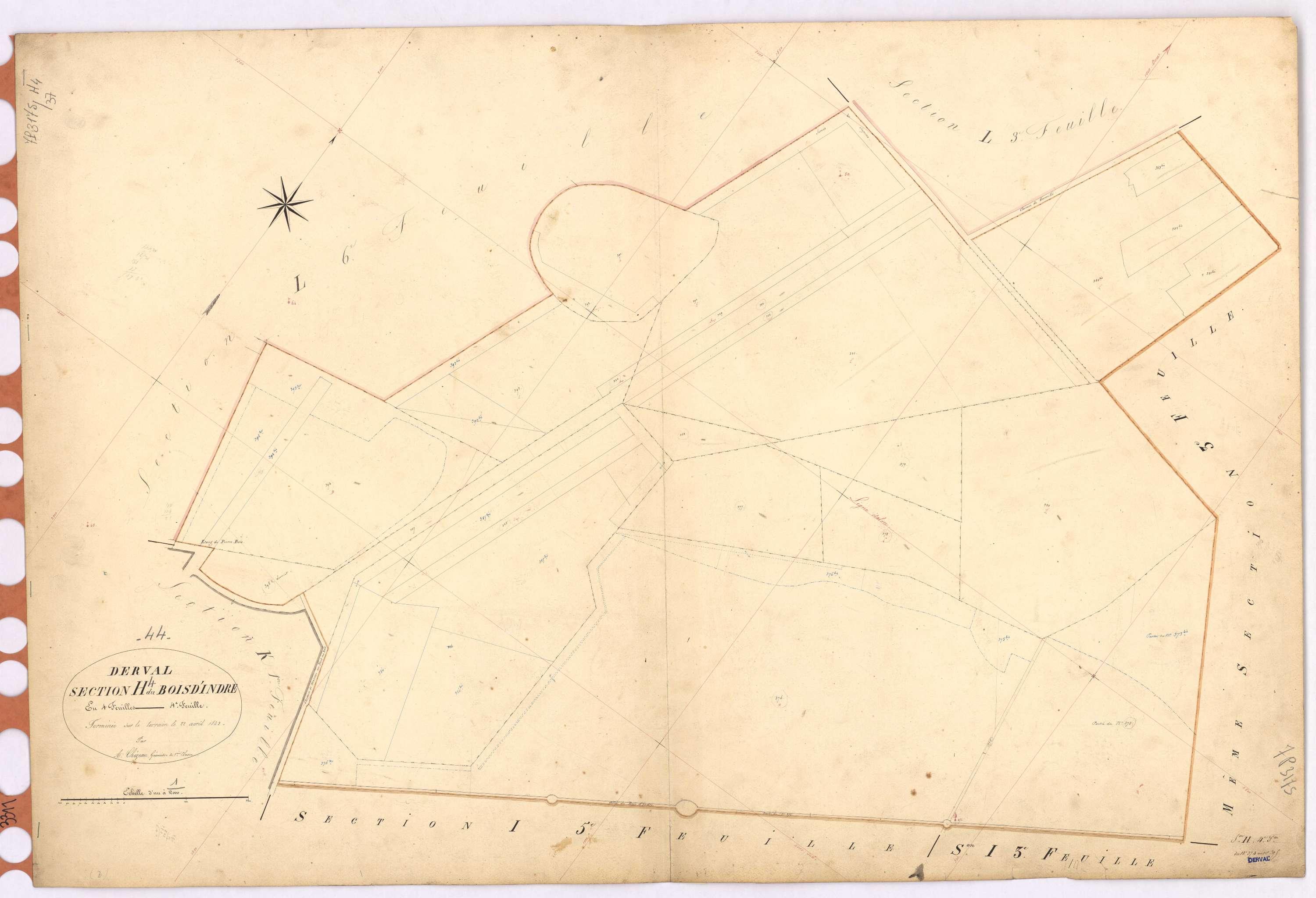 Derval - Section H4 Bois d'Indre (section du) ; 374-395