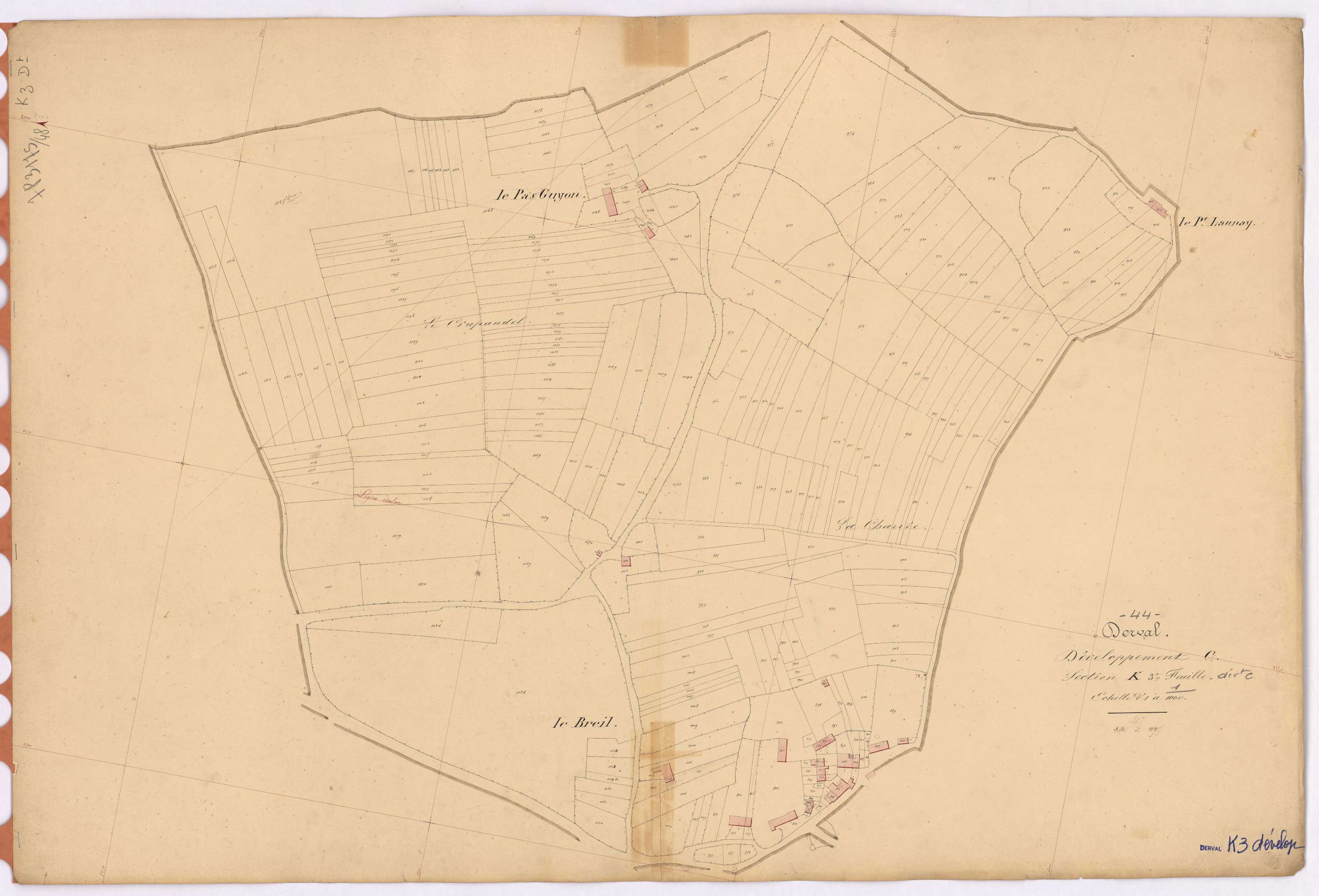 Derval - Section K3 (développement) Fond des Bois (section du) ; 854-1125 ; développement de la partie C