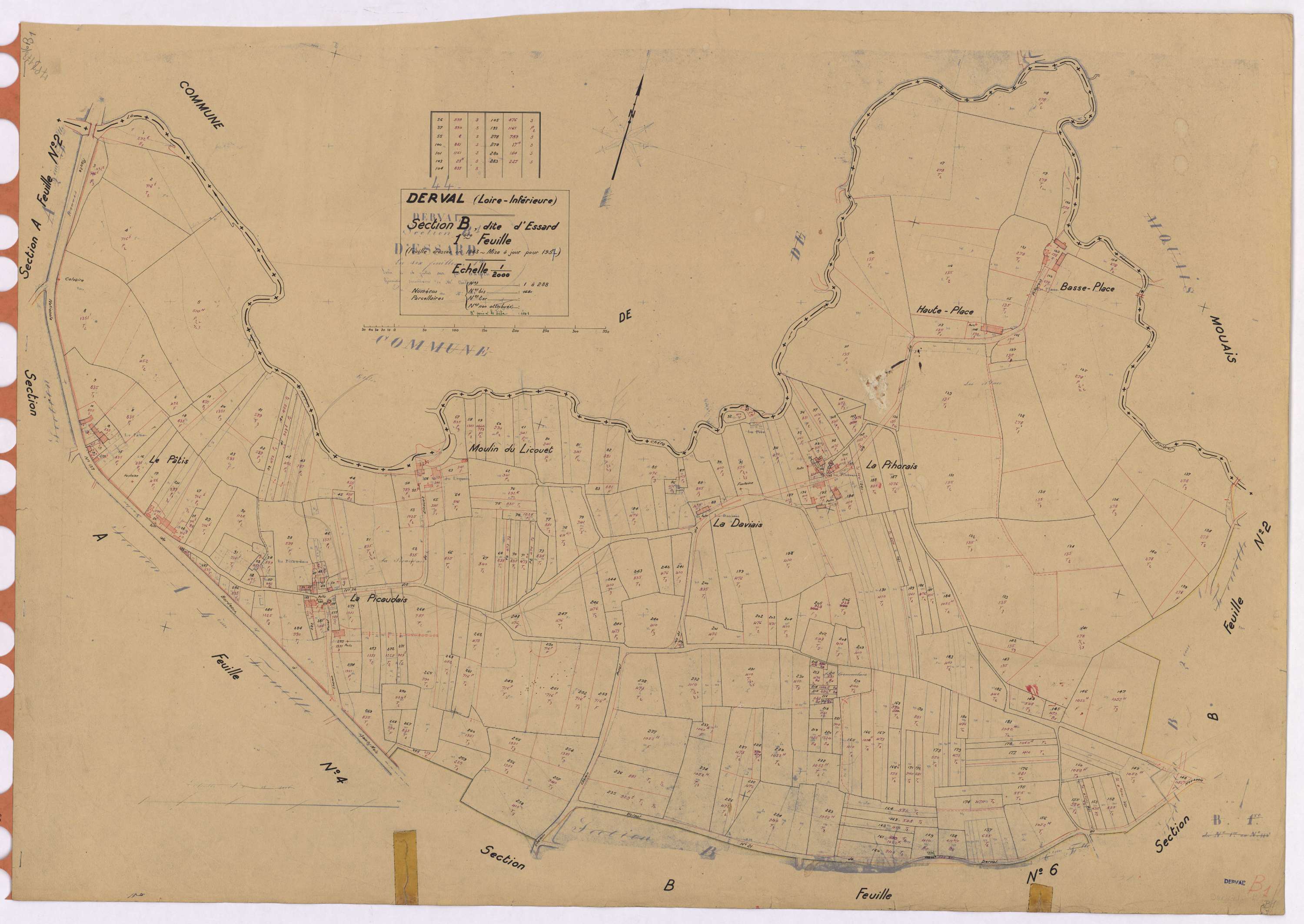 Derval - Section B1 Essard (section d') ; 1-288