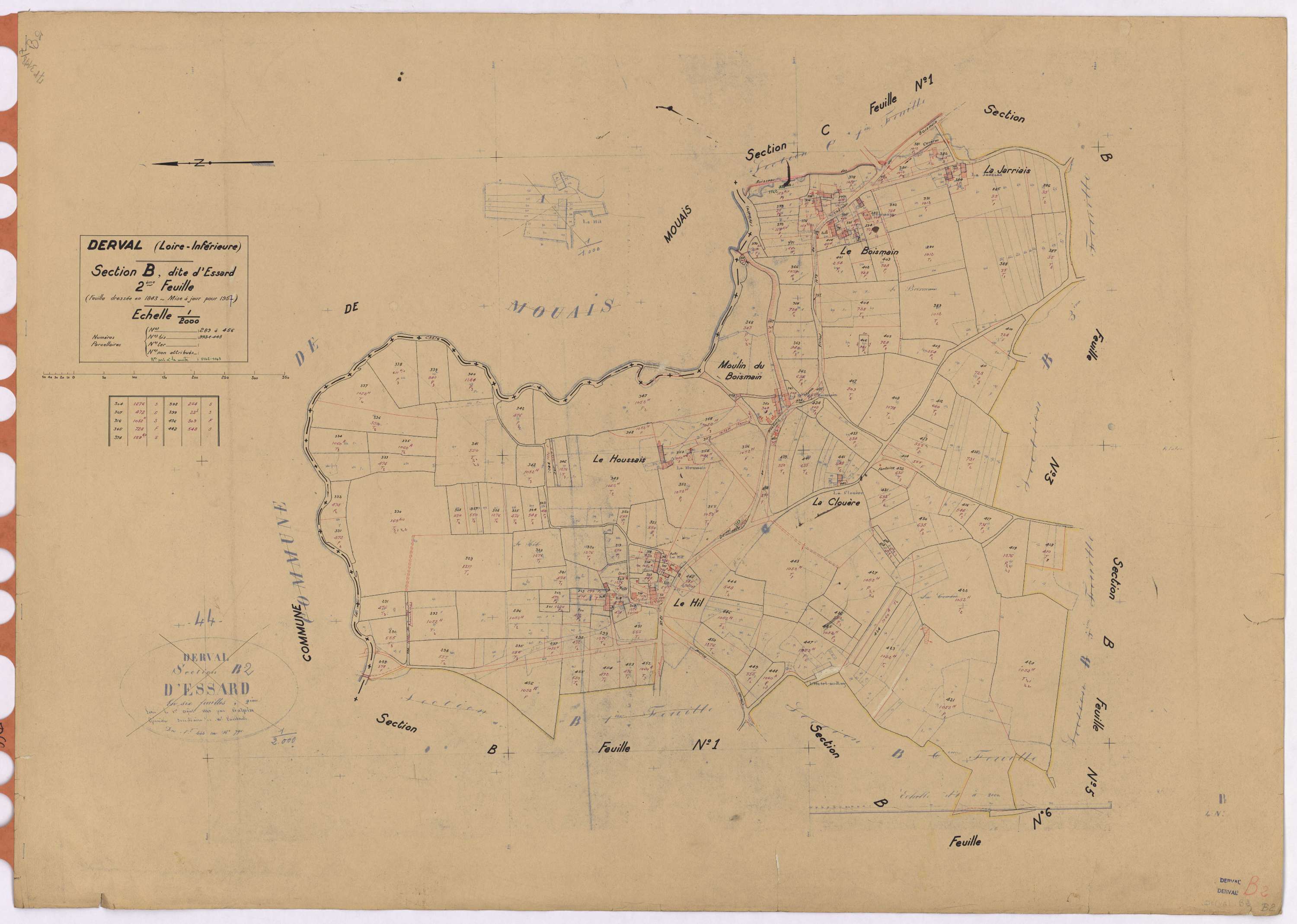 Derval - Section B2 Essard (section d') ; 289-456