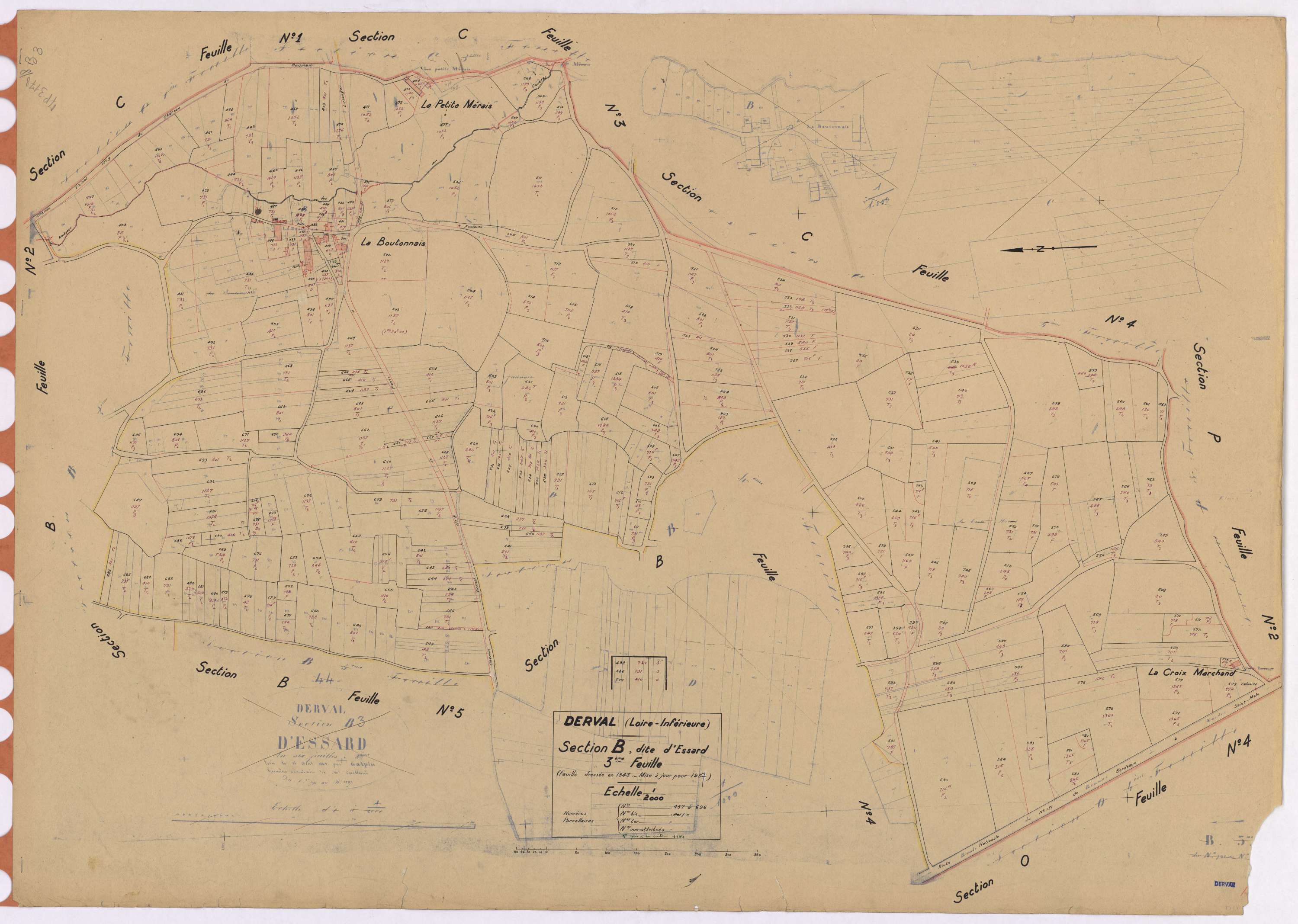 Derval - Section B3 Essard (section d') ; 457-696