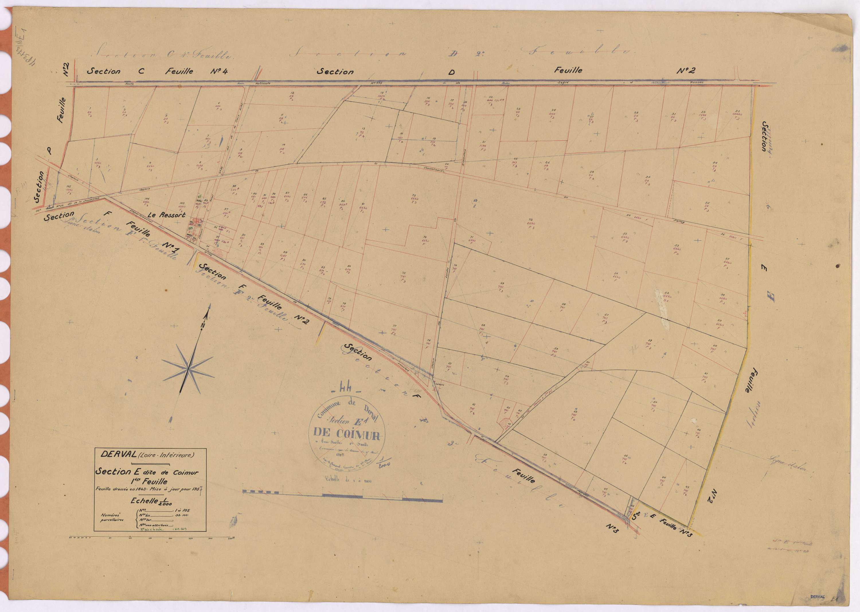 Derval - Section E1 Coimur (section de) ; 1-105