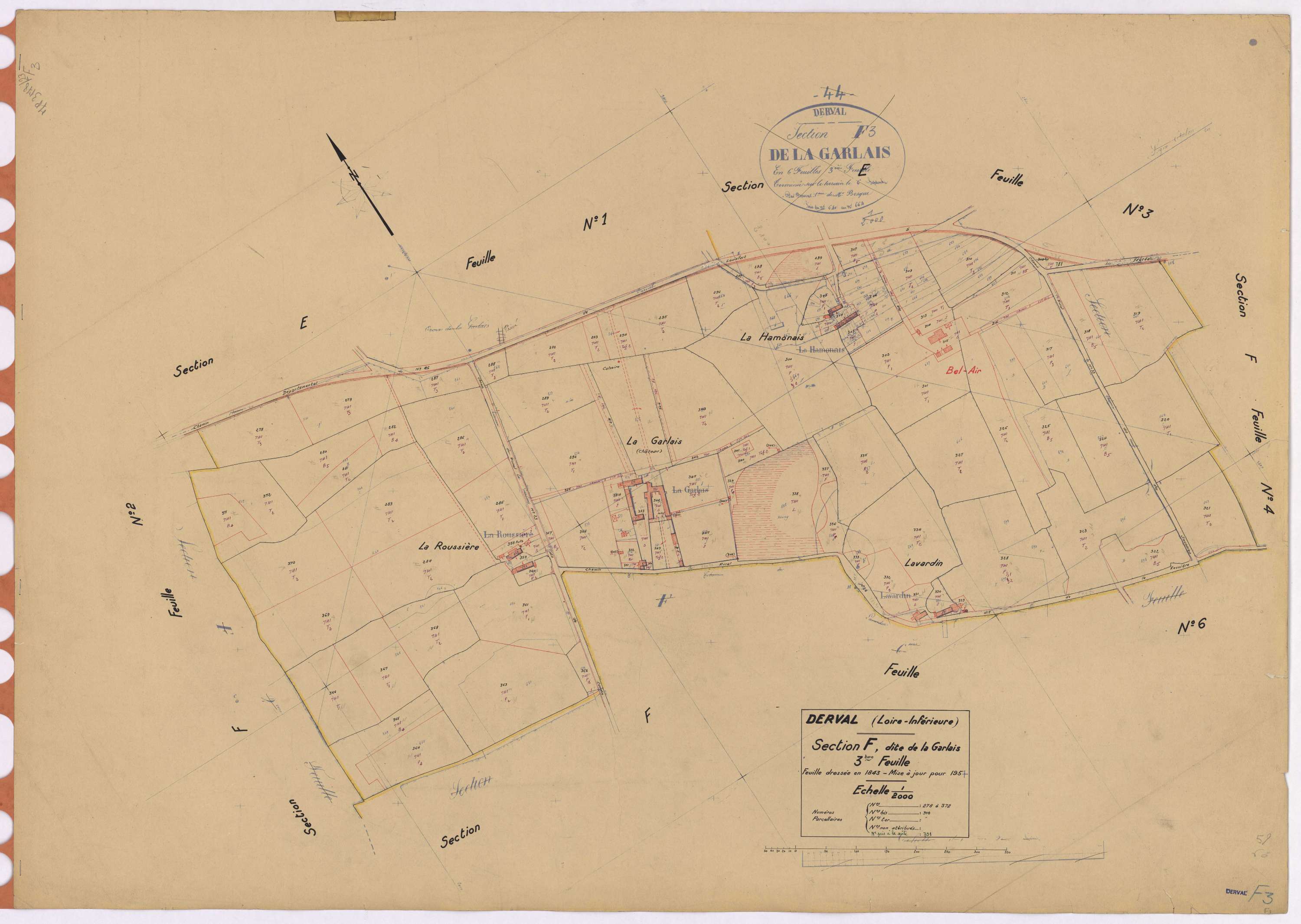 Derval - Section F3 Garlais (section de) ; 278-372