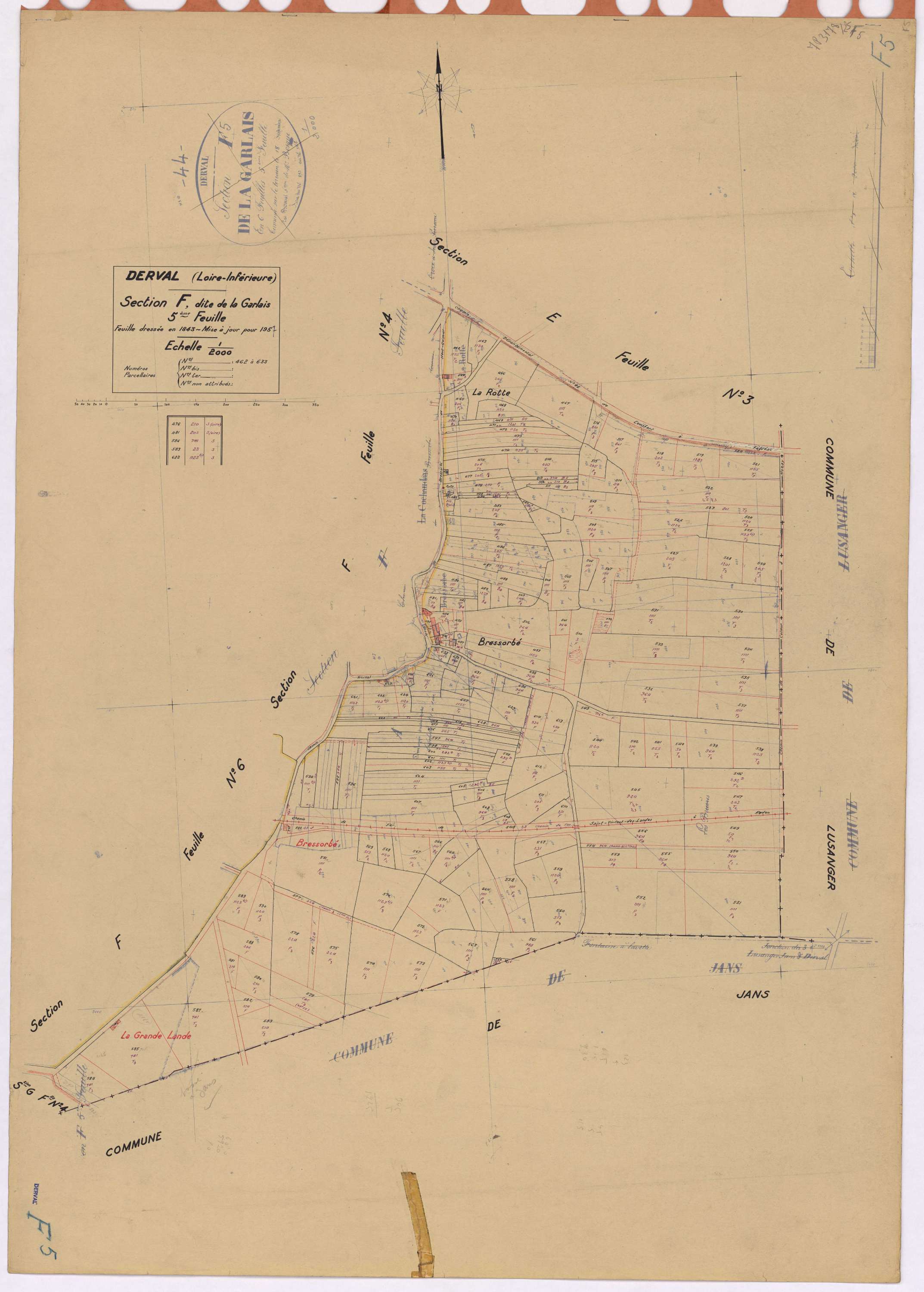 Derval - Section F5 Garlais (section de) ; 462-633