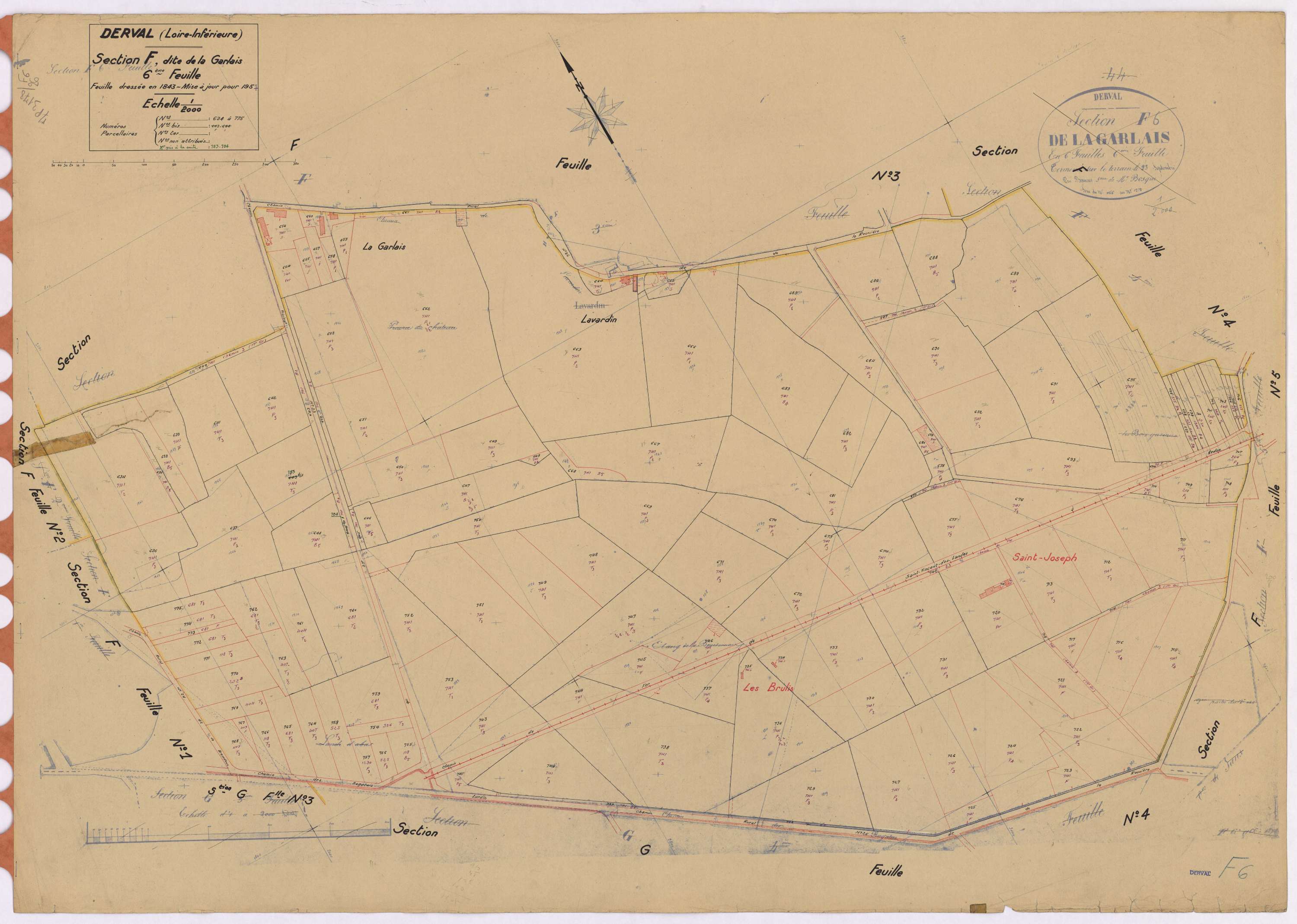 Derval - Section F6 Garlais (section de) ; 634-775