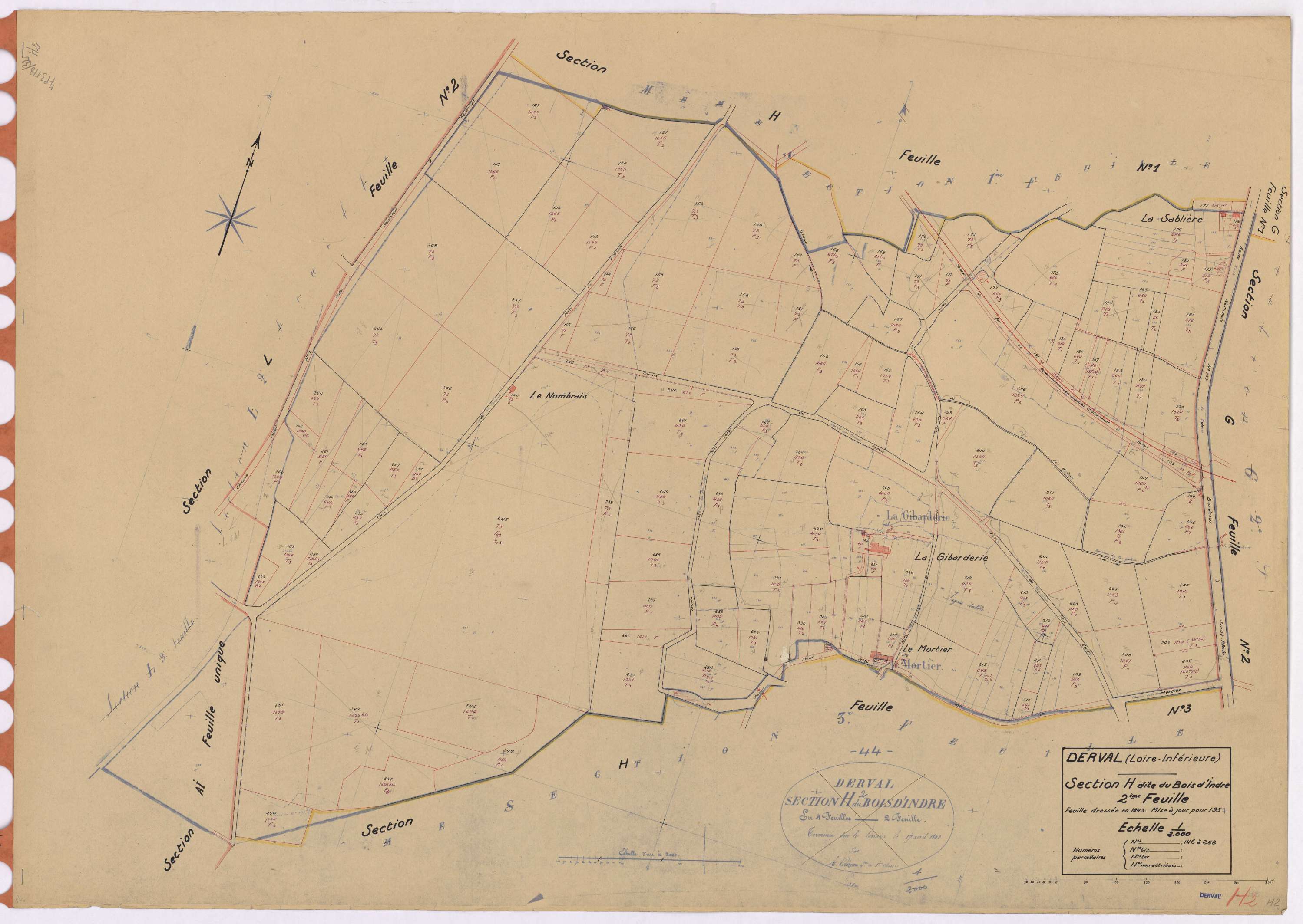 Derval - Section H2 Bois d'Indre (section du) ; 146-268