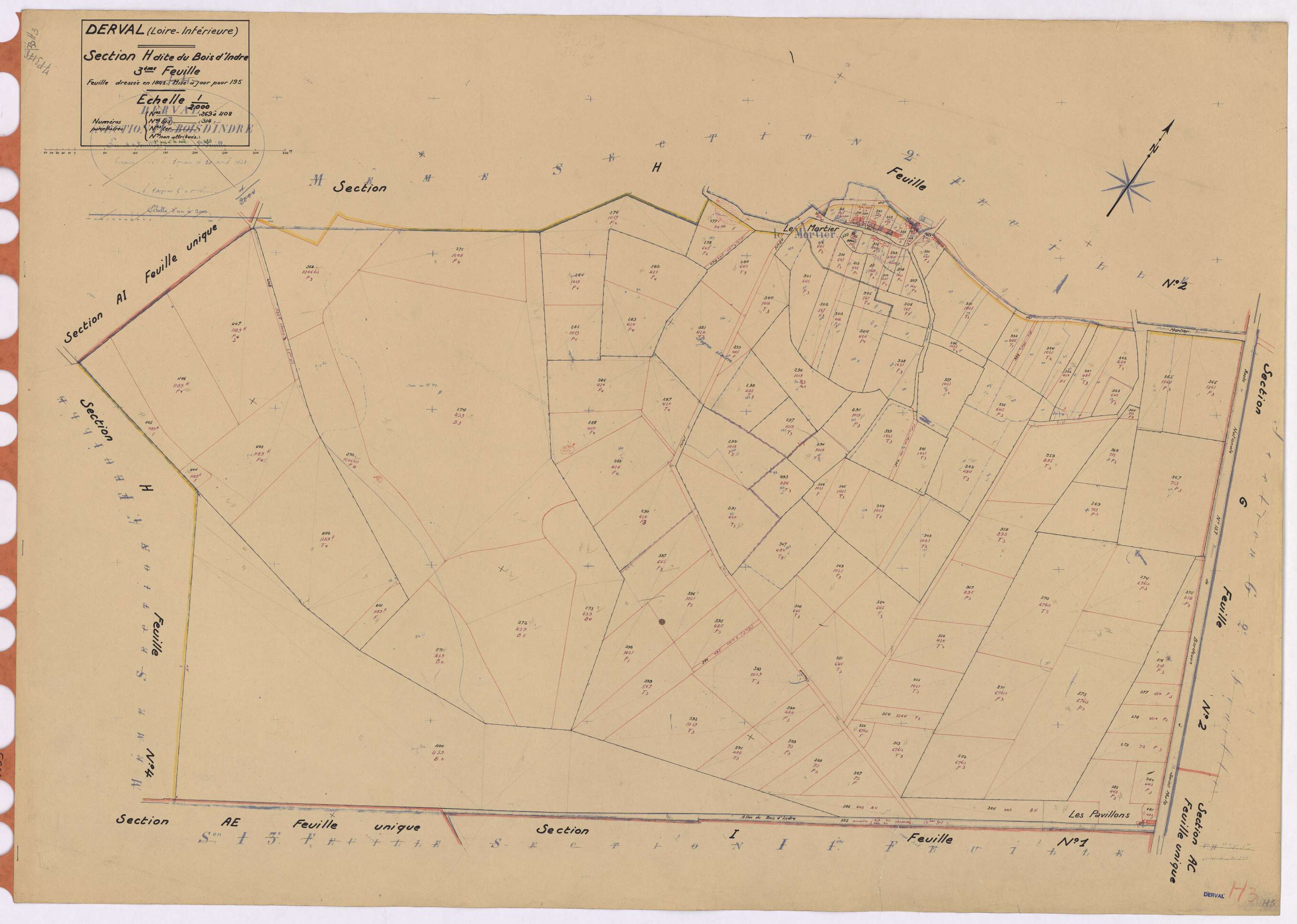 Derval - Section H3 Bois d'Indre (section du) ; 269-408