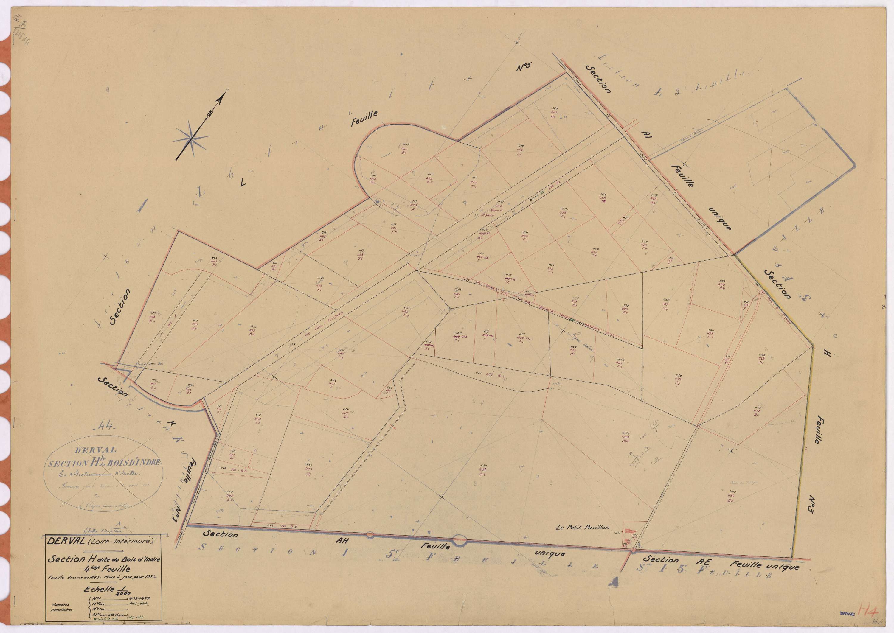 Derval - Section H4 Bois d'Indre (section du) ; 409-479