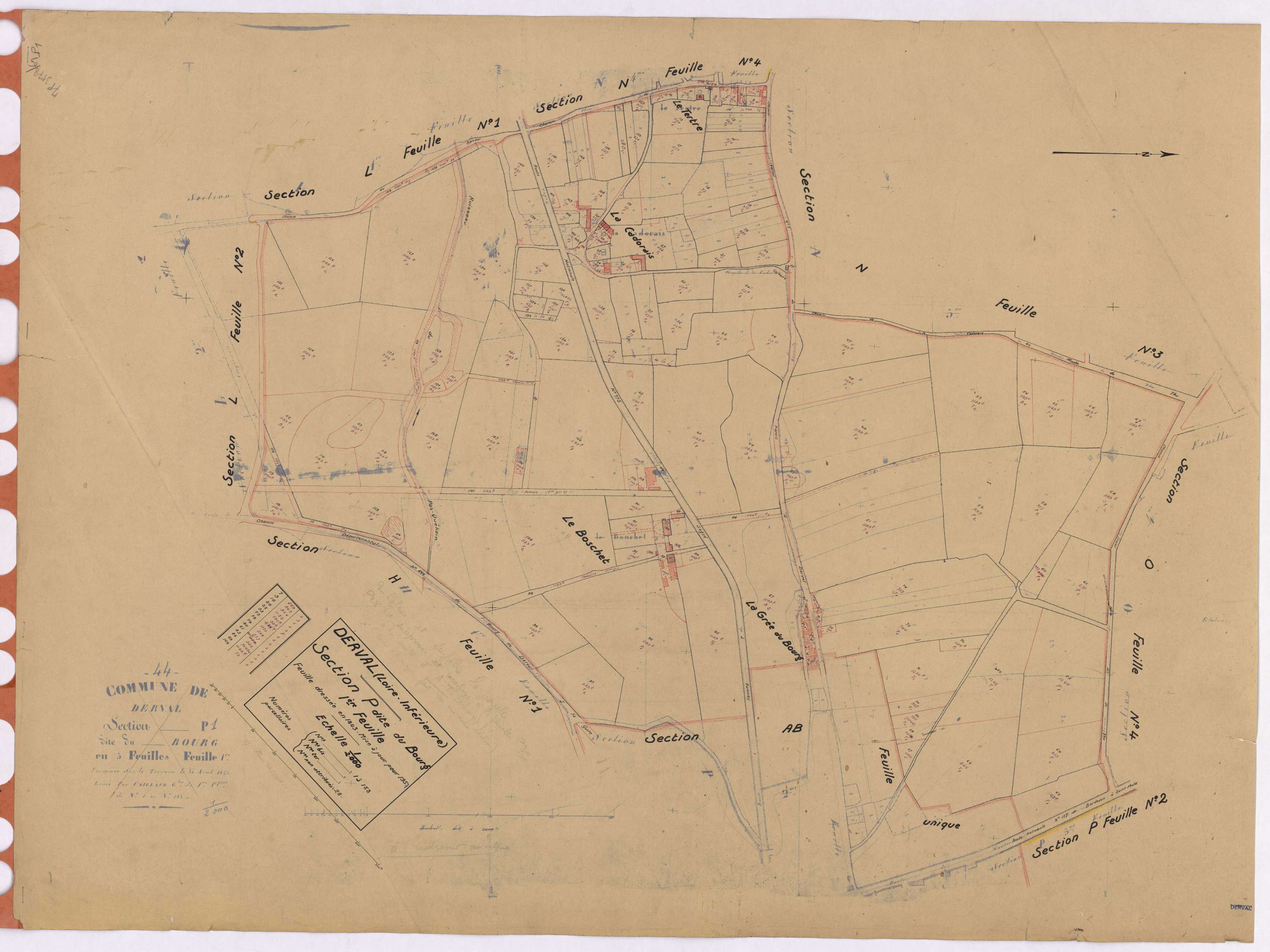 Derval - Section P1 Bourg (section du) ; 1-153