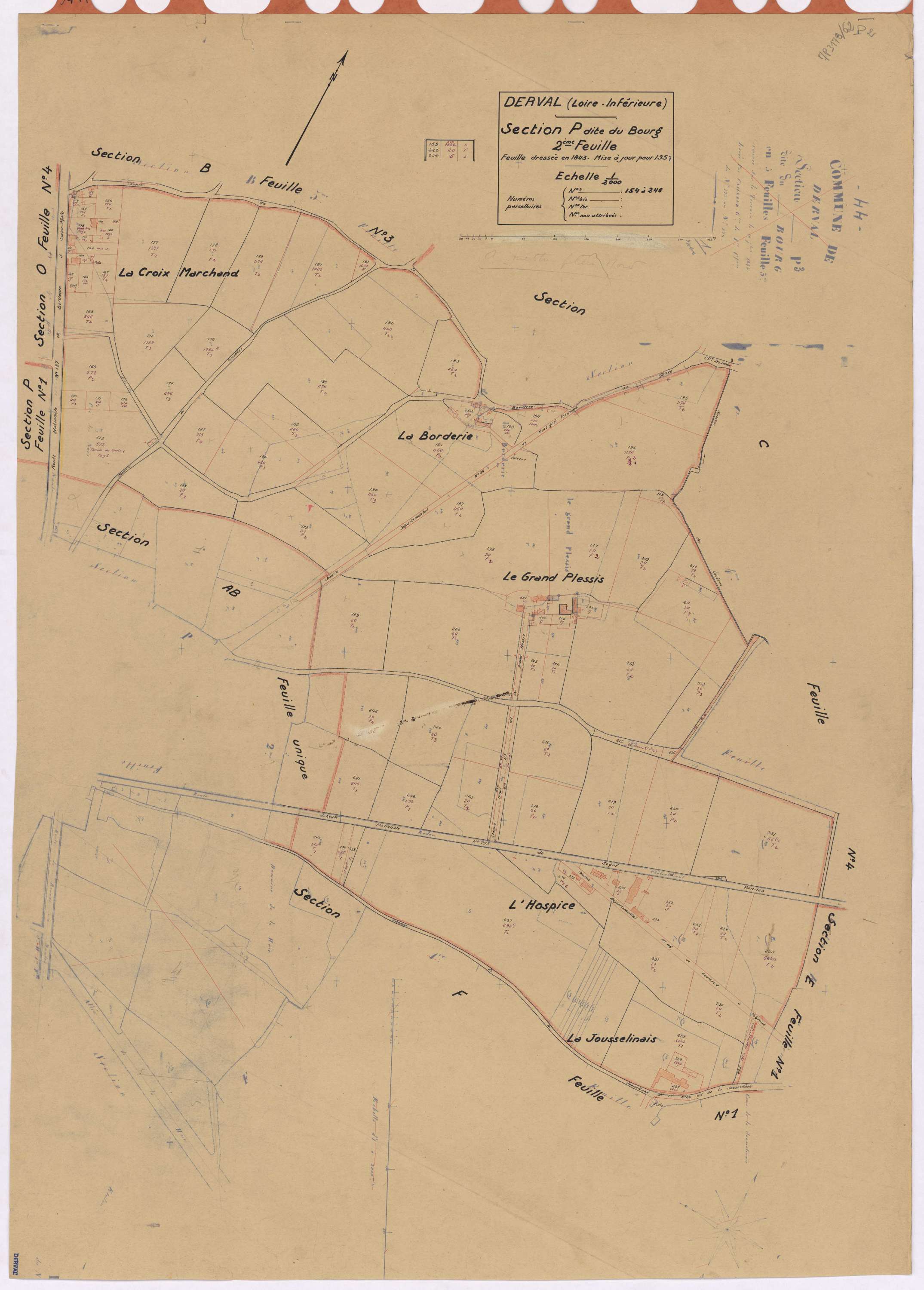 Derval - Section P2 Bourg (section du) ; 154-246