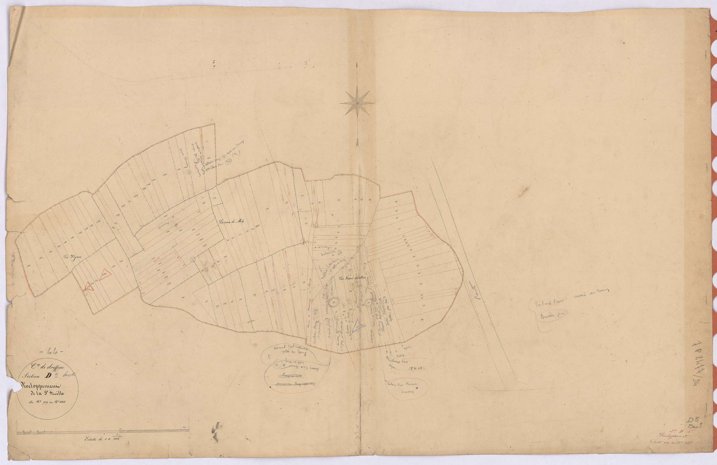 Drefféac - Section D5 (développement) Lande de Bilais (section de La) ; 873-1059 ; développement de diverses parcelles