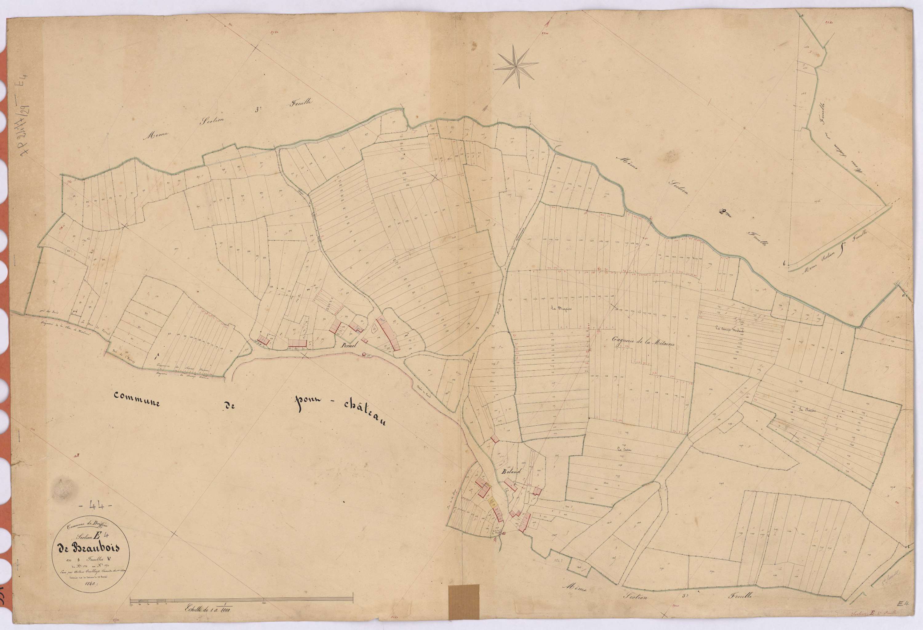 Drefféac - Section E4 Beaubois (section de) ; 836-1250